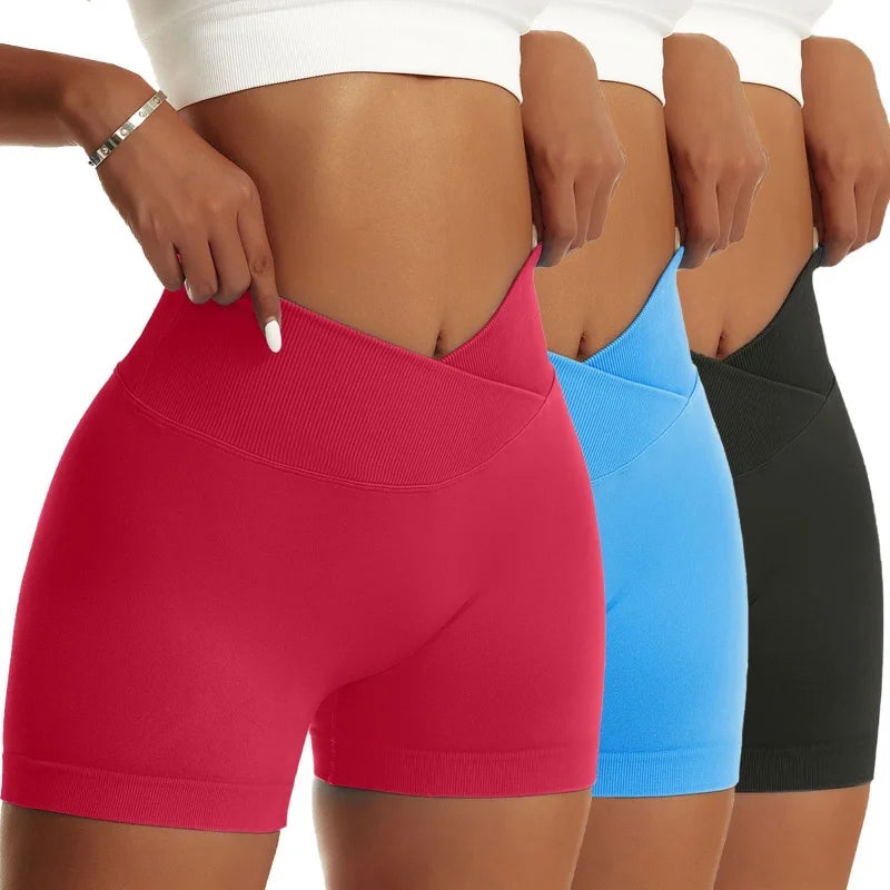 OVESPORTCN Women High Waist Yoga Shorts Breathable Fabric