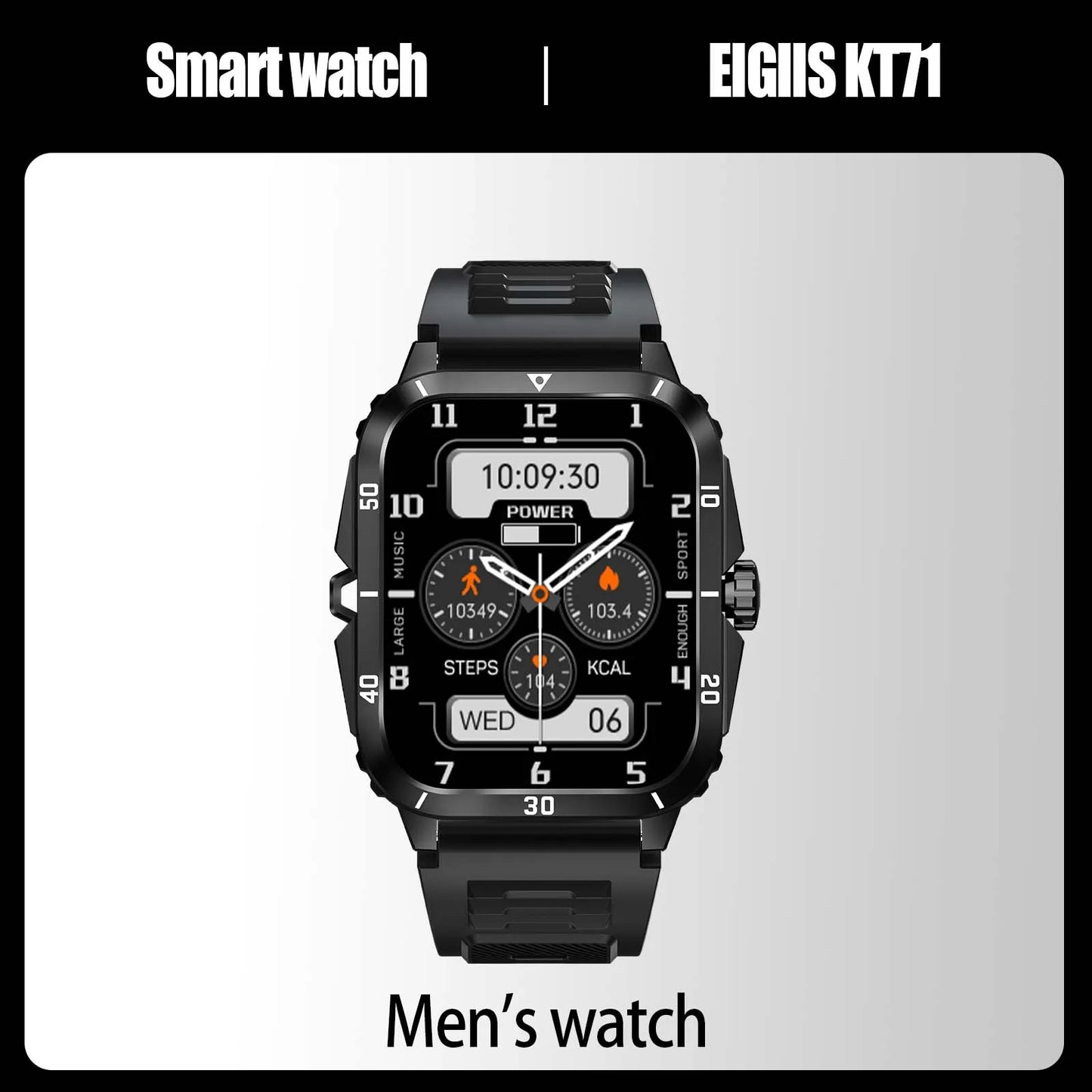 EIGIIS Smartwatch KT71 3ATM Waterproof IPS Screen Bluetooth