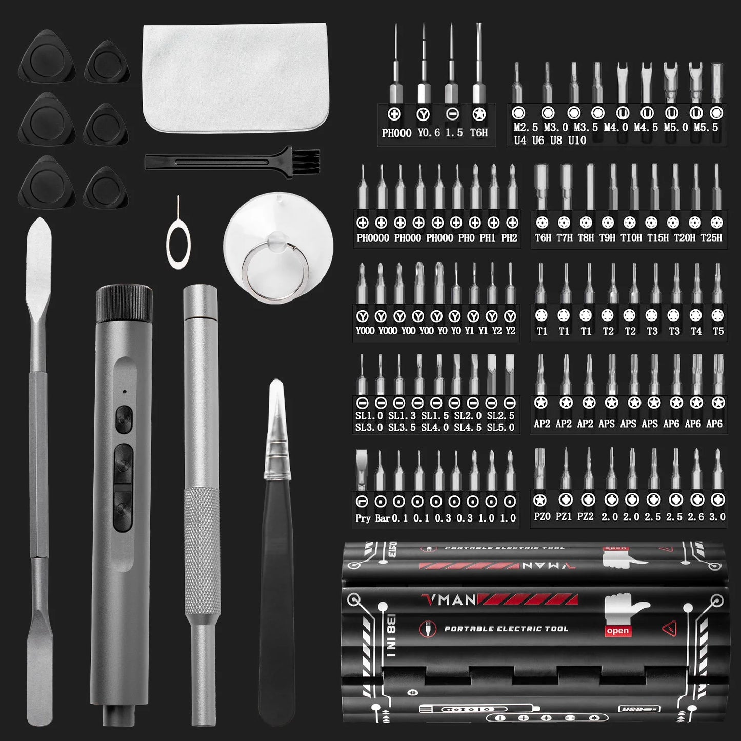 VMAN 138 In 1 Screwdriver Set Cordless Multifunctional Repair Tool