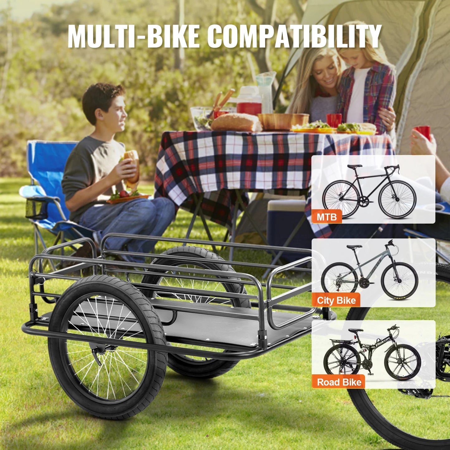 275 Lbs Bike Cargo Trailer With Universal Hitch Foldable Cart For Most Bikes 20 Inch Wheels