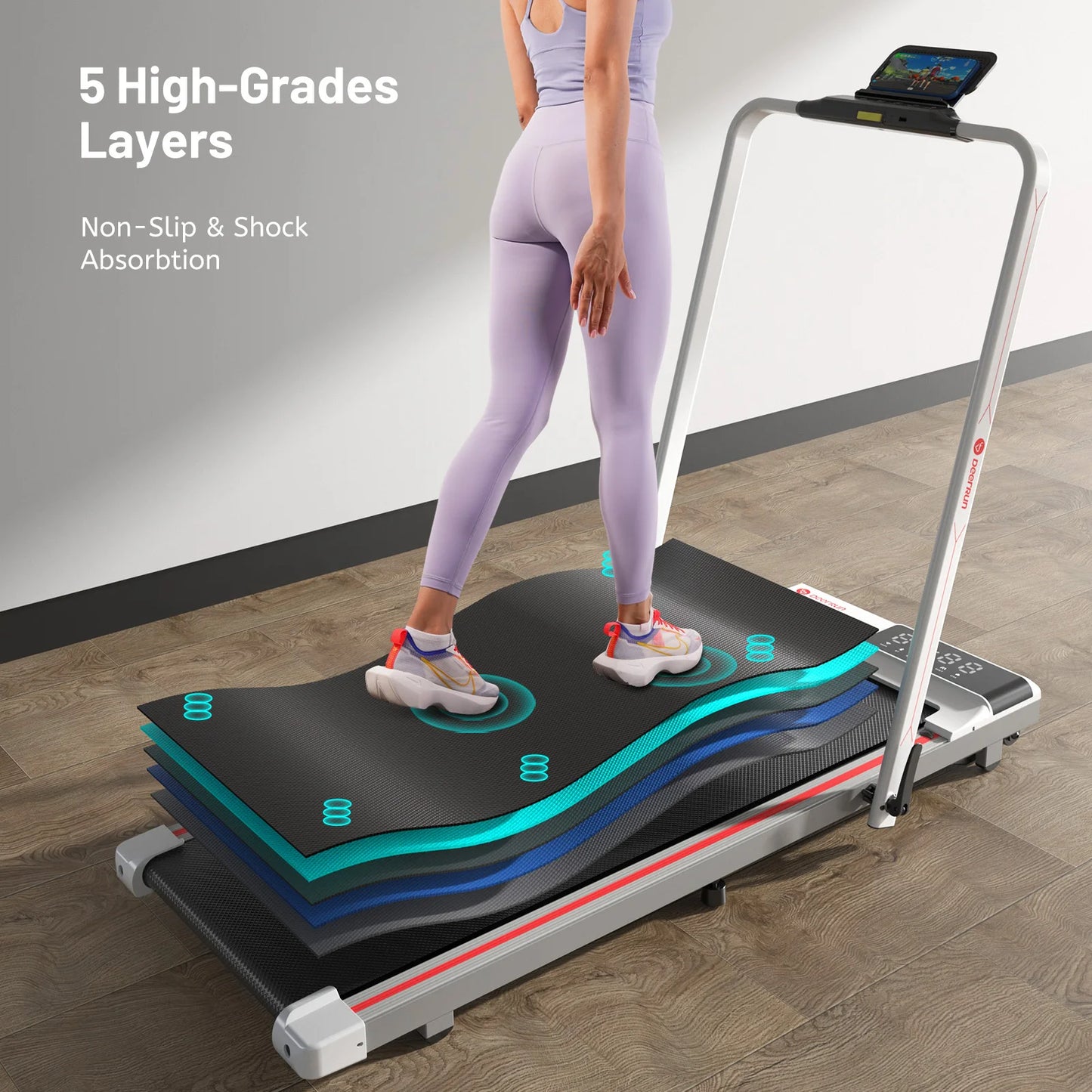Treadmills for Home Foldable,Folding Walkingpad Treadmill MAX 300lbs APP Remote Control,Running Machine with Safety Handrail