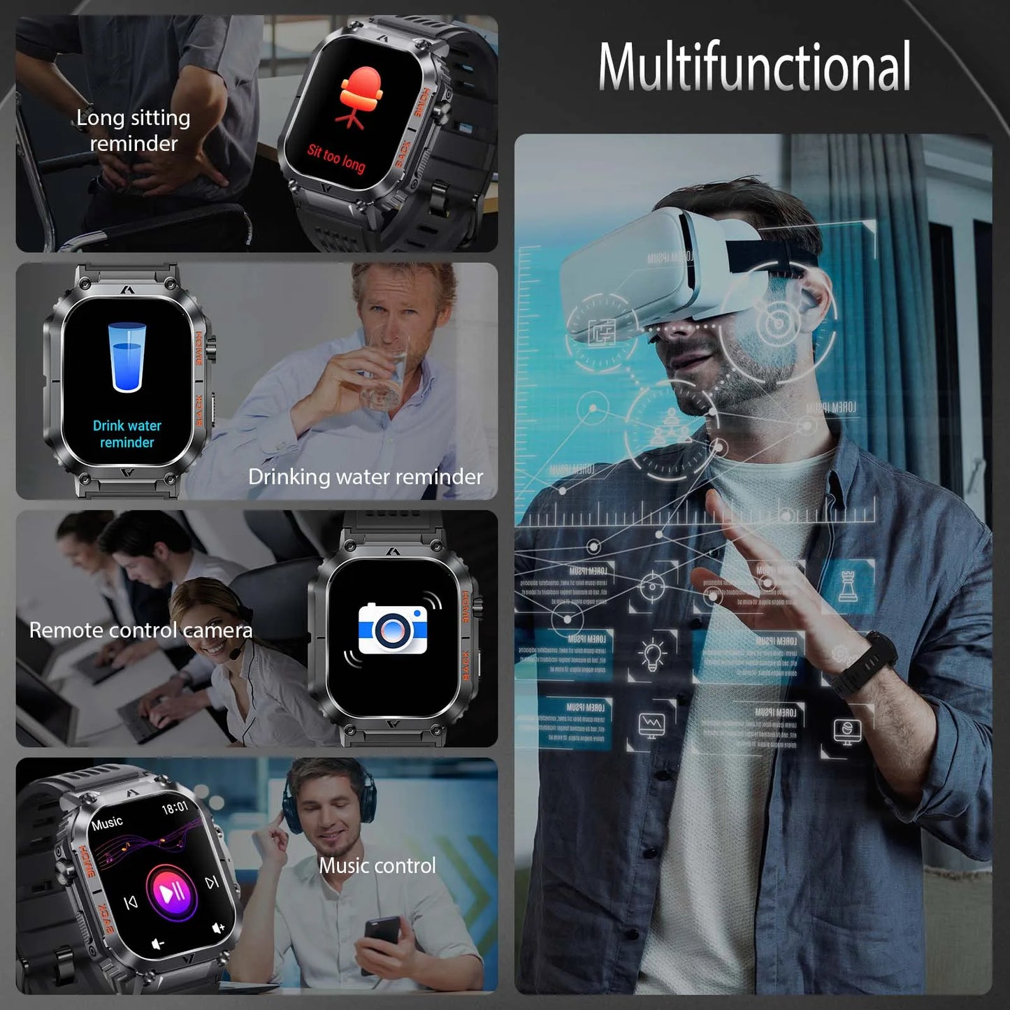 EIGIIS Military 5ATM Heart Rate Blood Oxygen Compass