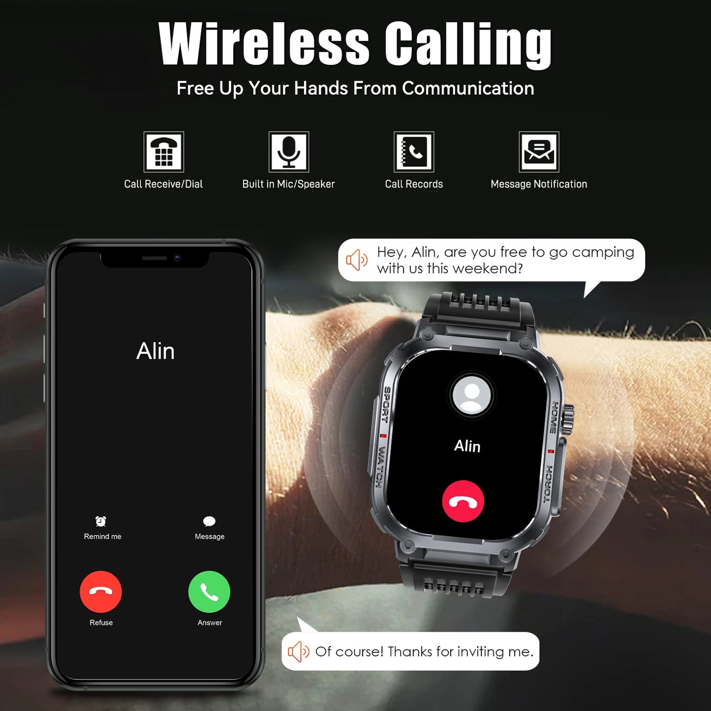 EIGIIS Smart Watch Waterproof Heart Rate Fitness Tracker