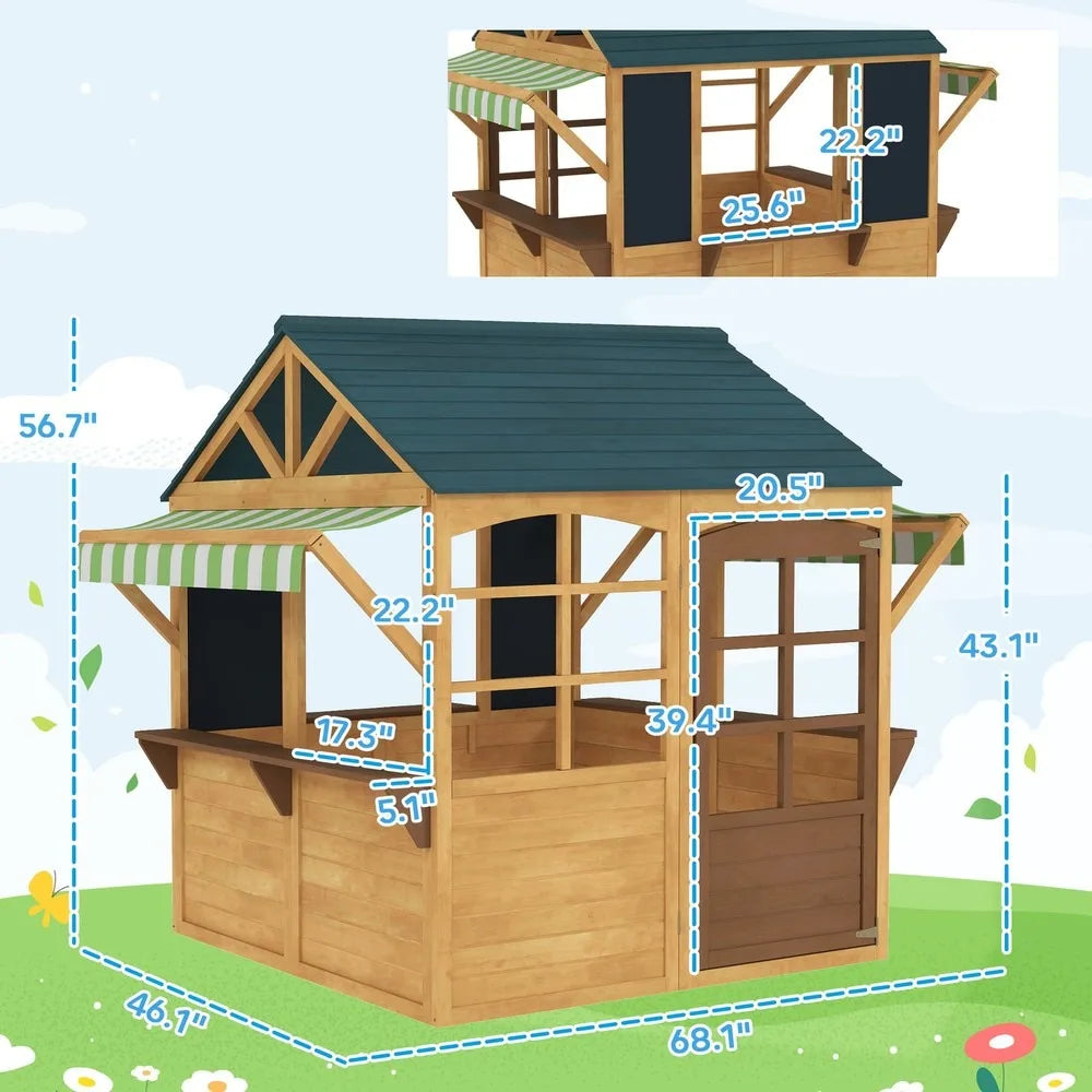 Outdoor Foldable Playhouse Cottage With Five Windows For Kids