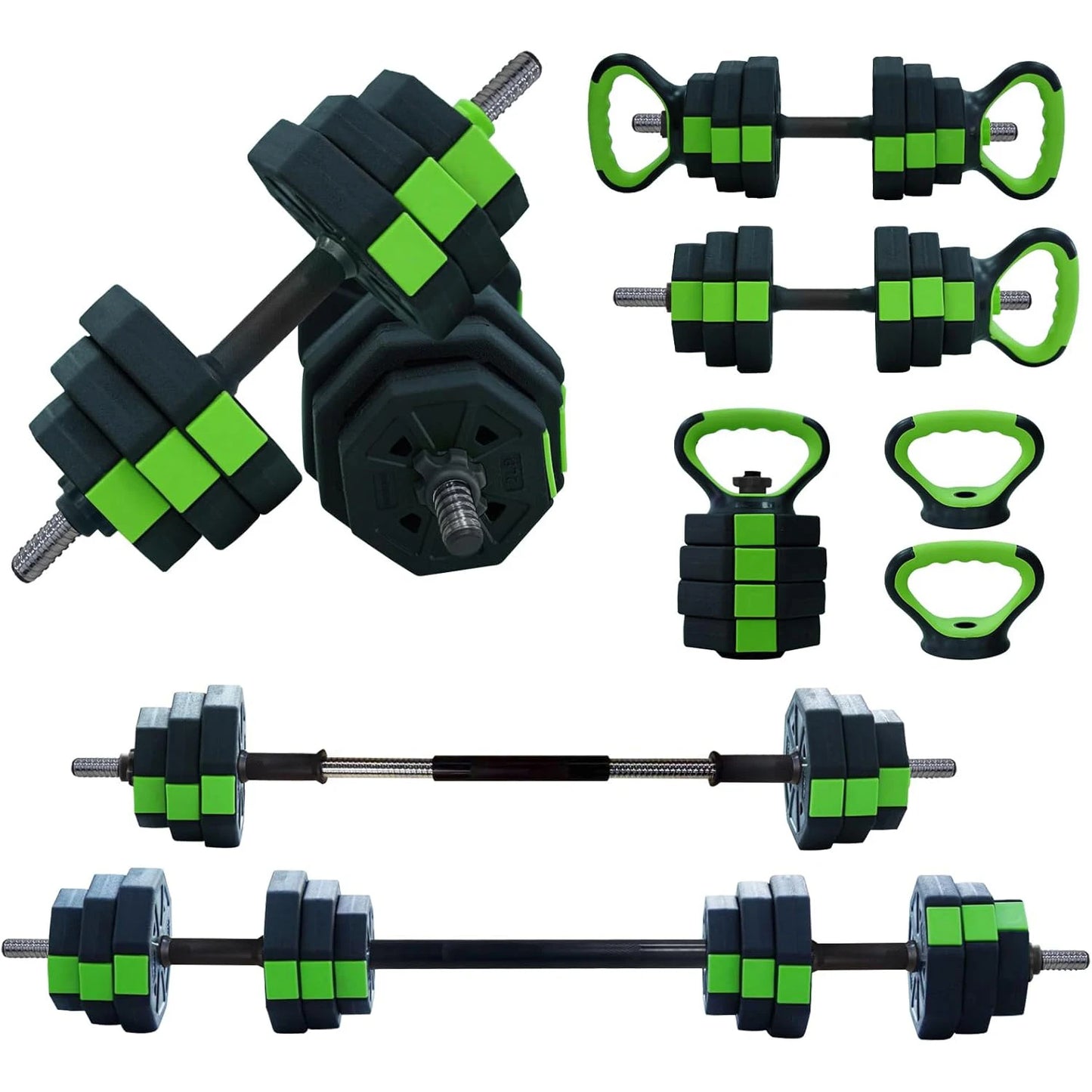 HiMISS 4 In 1 Adjustable Dumbbell Set Kettlebell Barbell