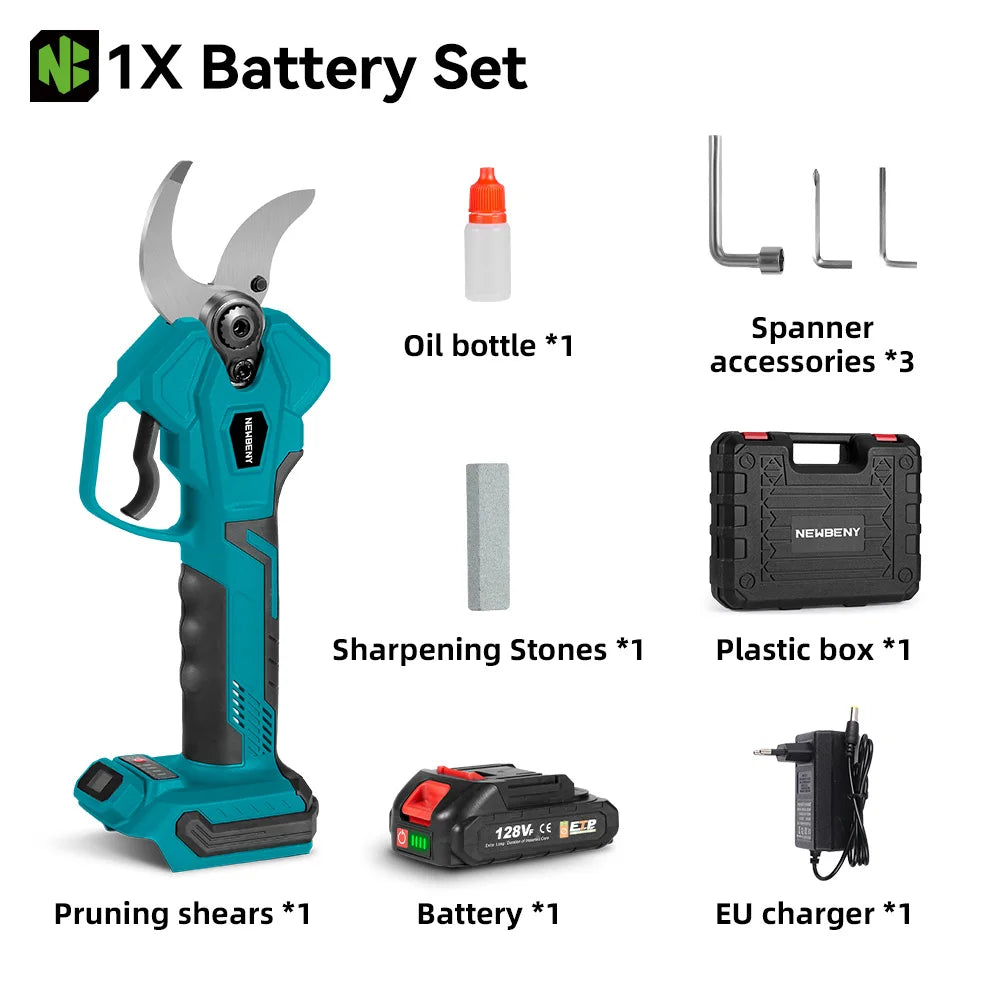 NewBeny Brushless Electric Pruning Shears 21V Battery Pruner Tool