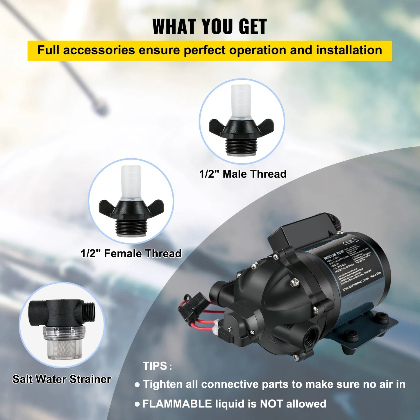 SucceBuy 12V Washdown Pump 7 GPM For Marine RV Boat