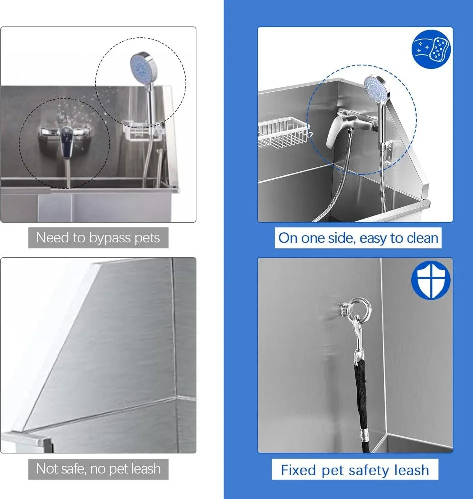 Dog Bathtub For Small Dogs With Sliding Door And Professional Grooming Station For Home Use
