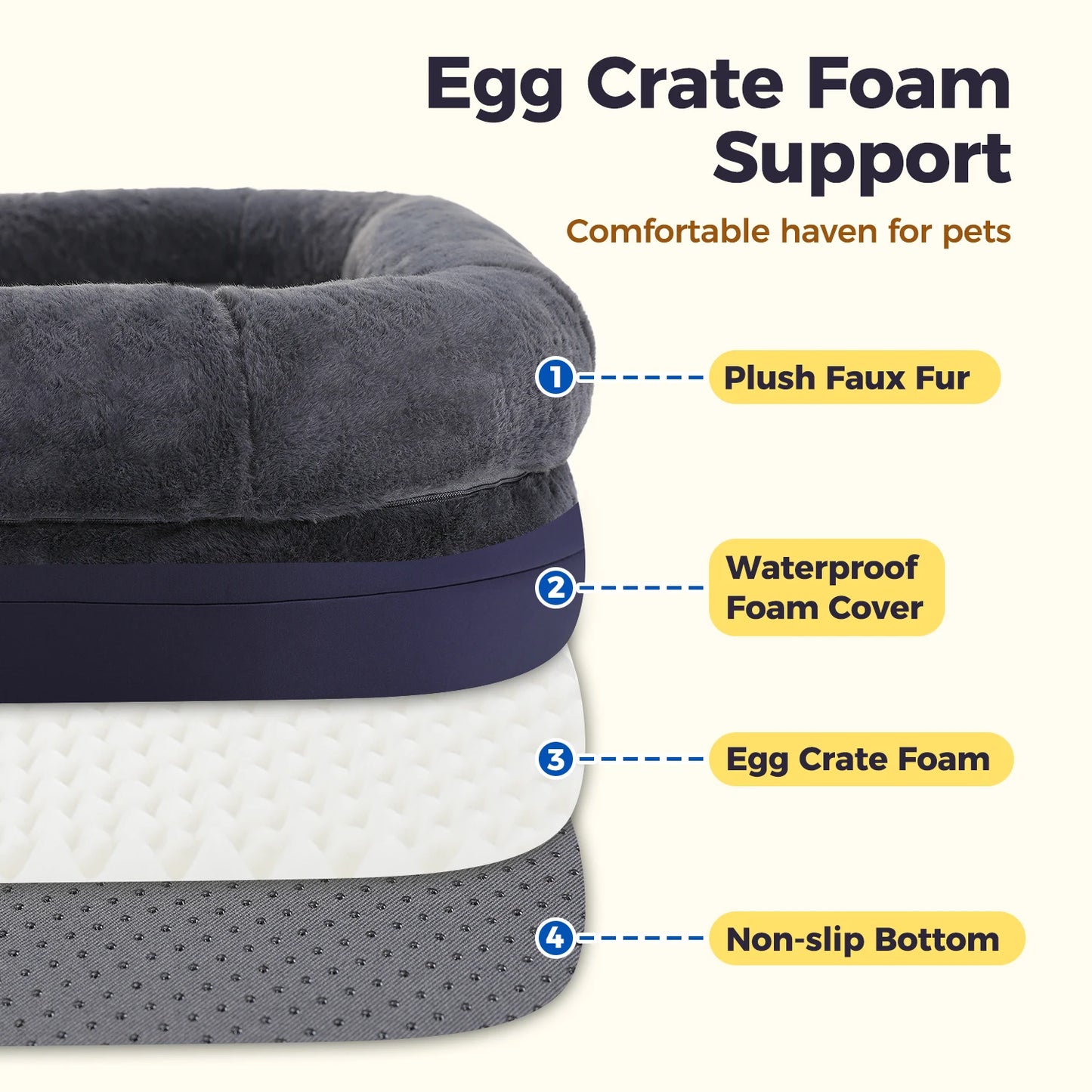 PAWZ Road Foldable Dog Bed For Adults And Large Dogs Plush Pet Couch Bed With Washable Cover And Non Slip Bottom