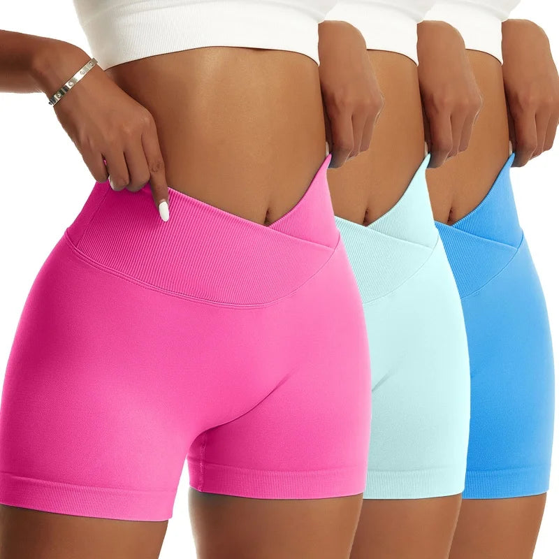OVESPORTCN Women High Waist Yoga Shorts Breathable Fabric