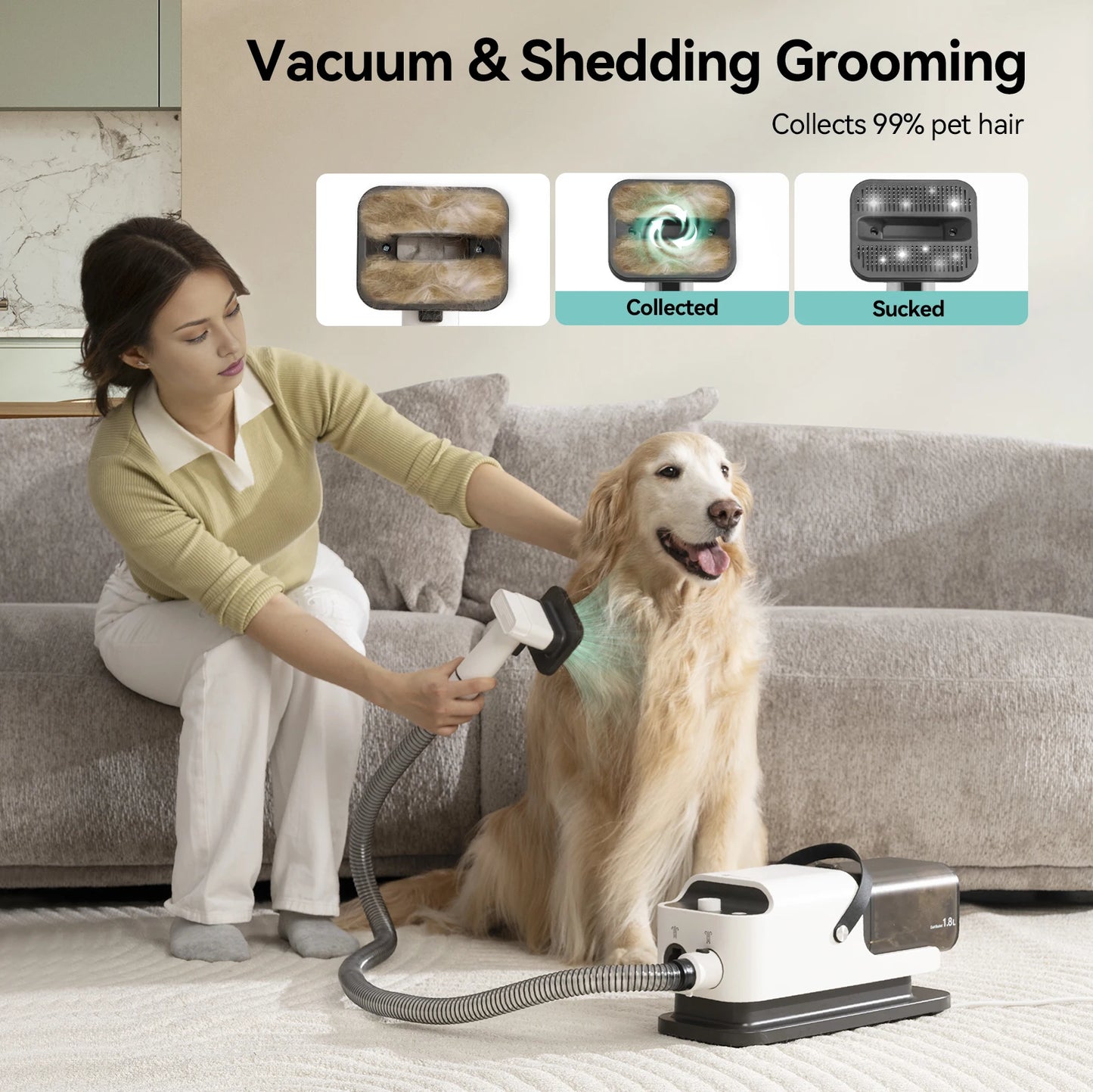 Amicura P1 Pet Grooming Vacuum Cleaner Hair Dryer Kit