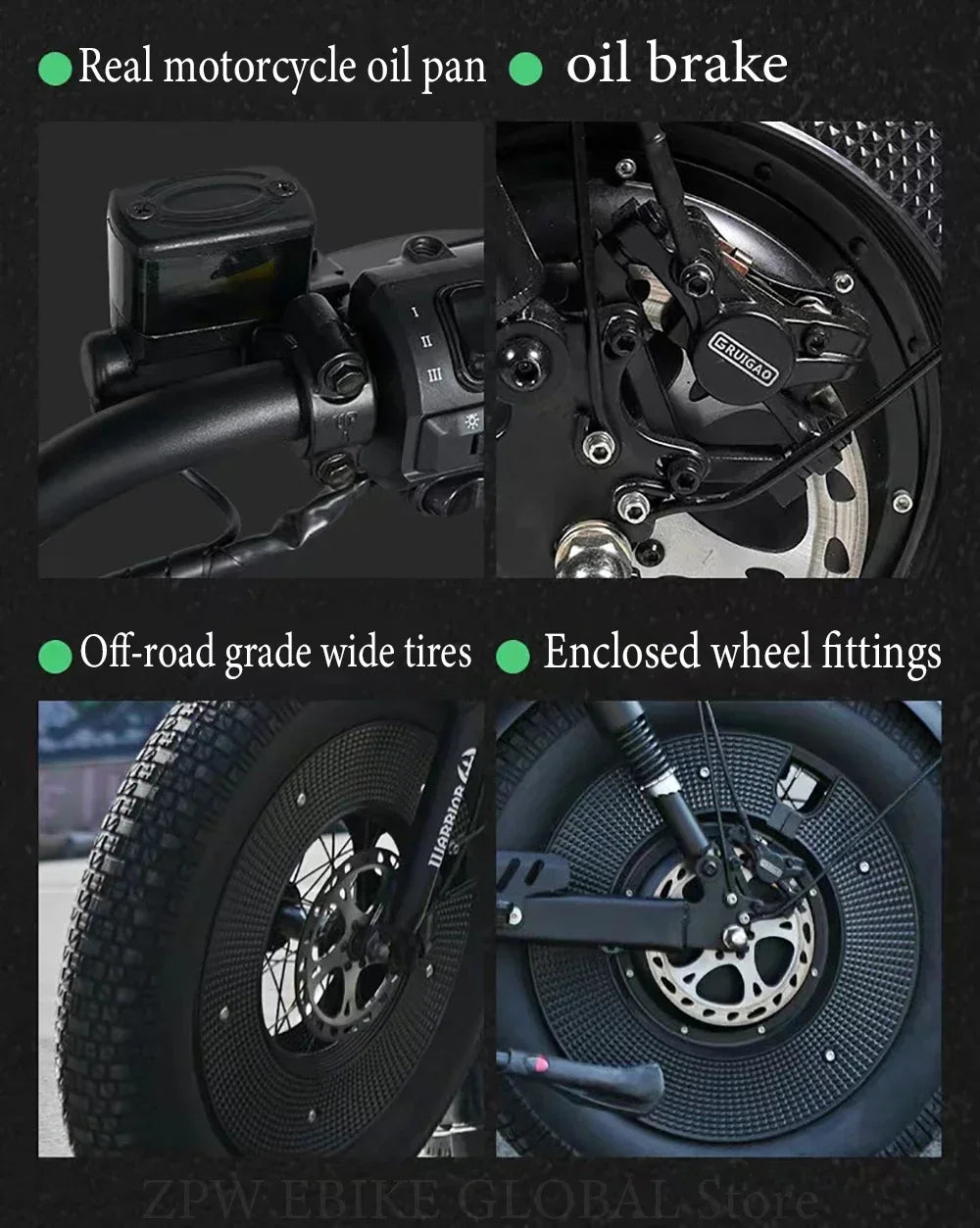 Black Warrior 1500W Electric Bicycle Ebike Offroad Fat Tire