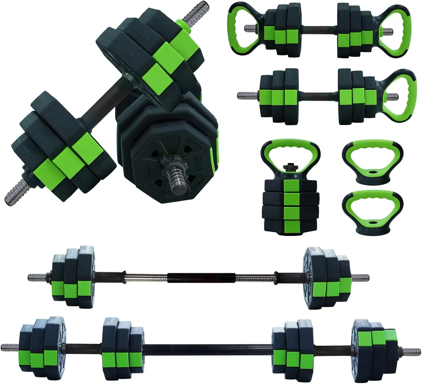 HiMISS 4 In 1 Adjustable Dumbbell Set Kettlebell Barbell