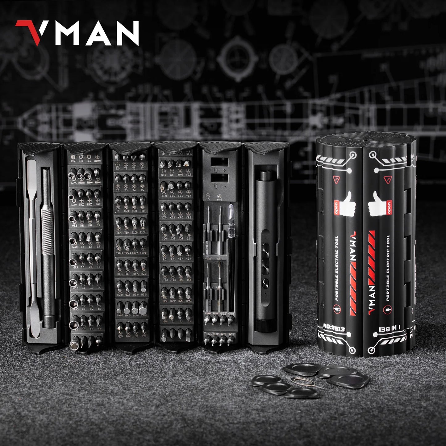 VMAN 138 In 1 Screwdriver Set Cordless Multifunctional Repair Tool