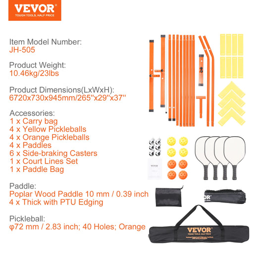 SucceBuy Portable Pickleball Net System Outdoor Full Court Regulation
