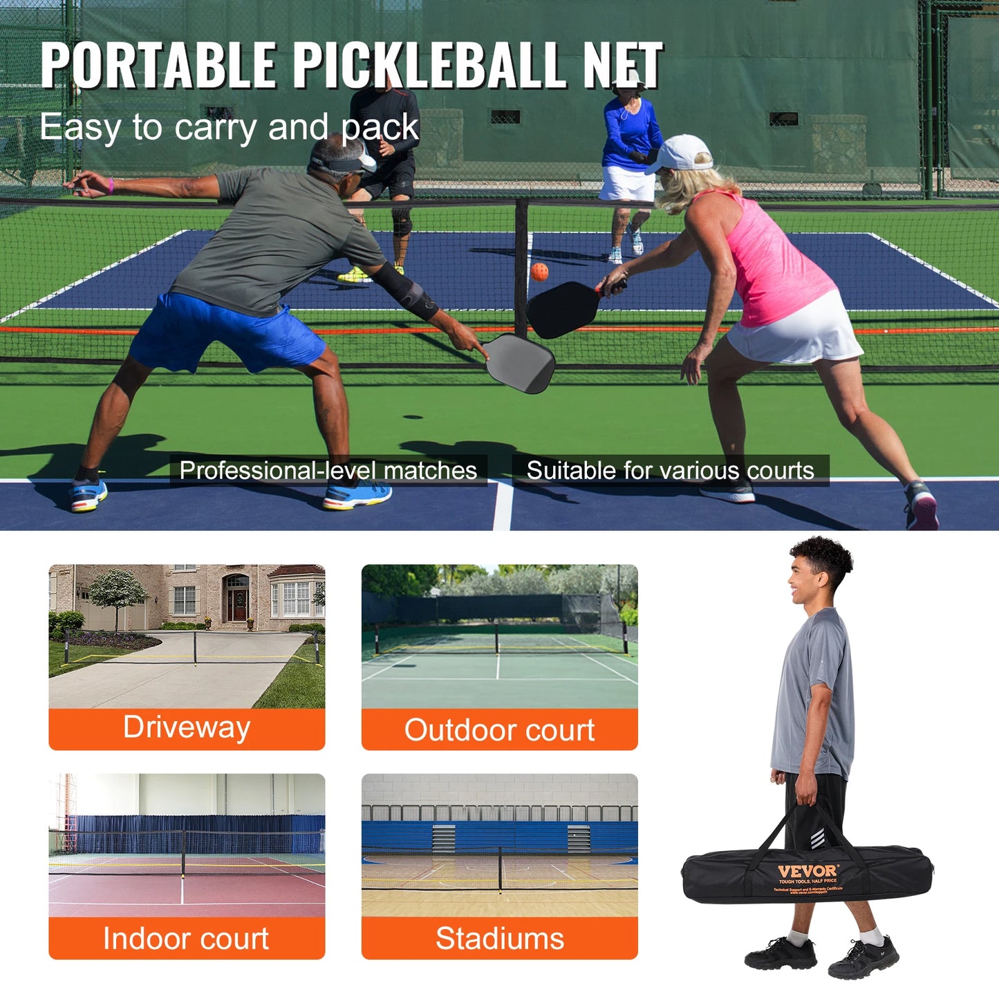 SucceBuy Portable Pickleball Net System Regulation Court