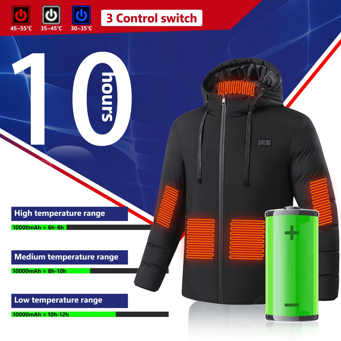 Fujian Heated Jacket With 11 Areas Electric Heating