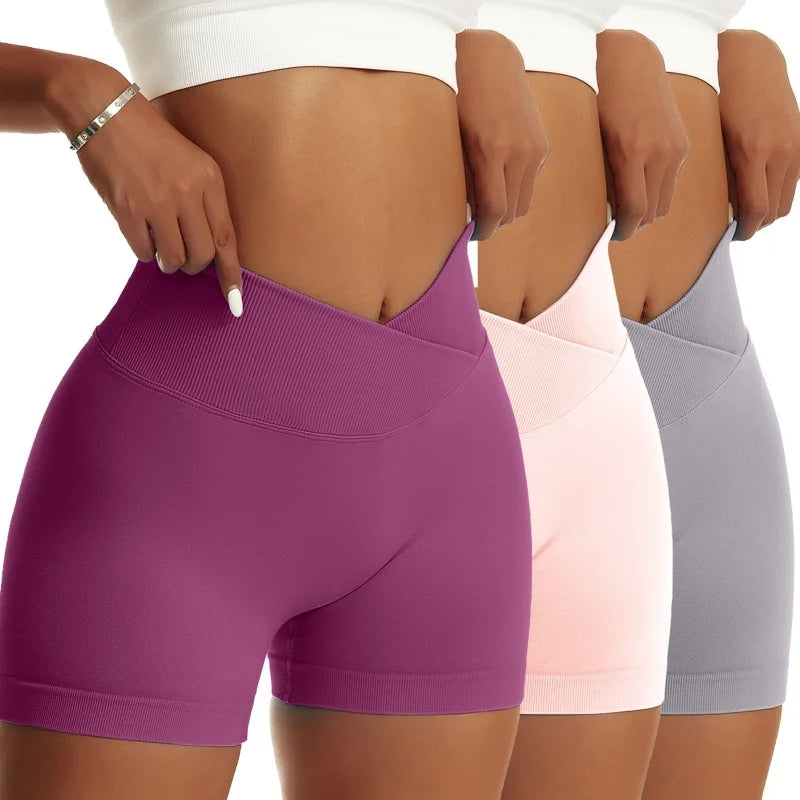 OVESPORTCN Women High Waist Yoga Shorts Breathable Fabric