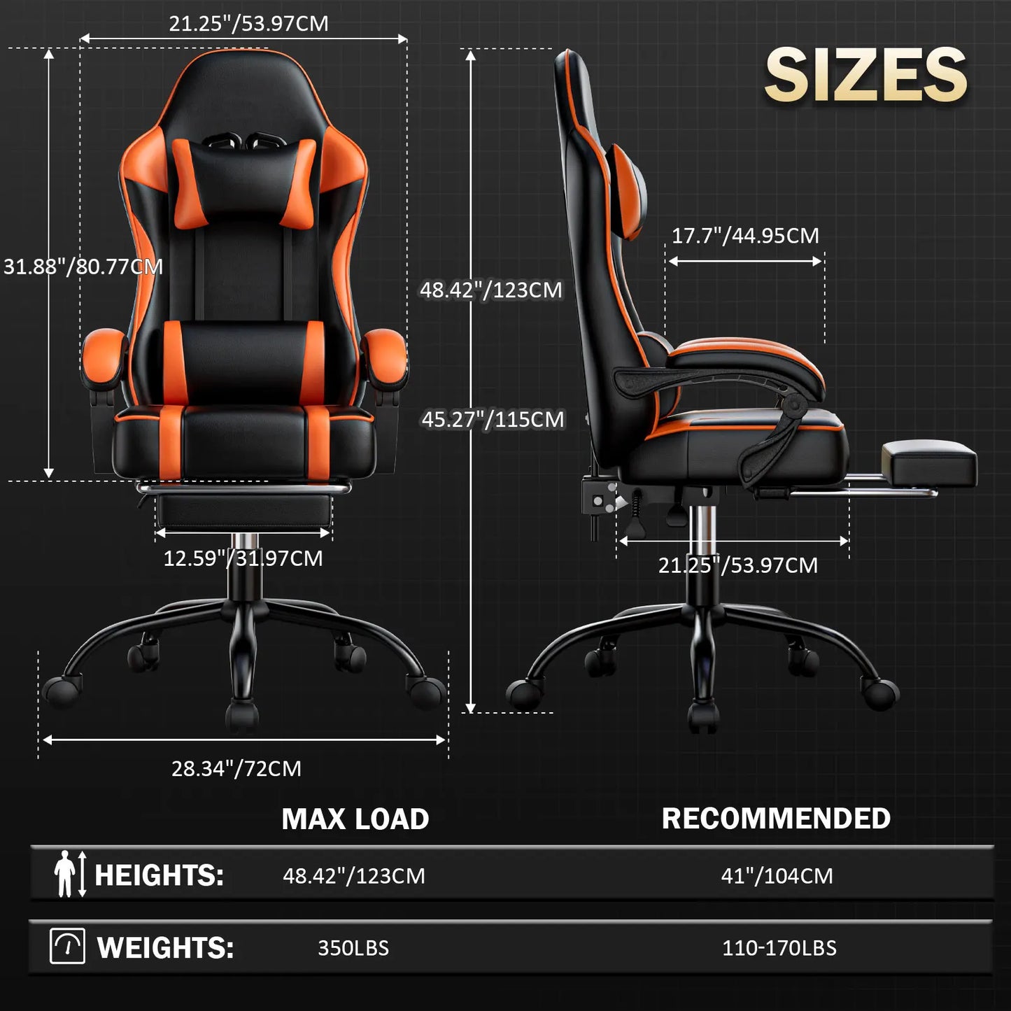 AnYu Furniture Gaming Chair Ergonomic With Footrest