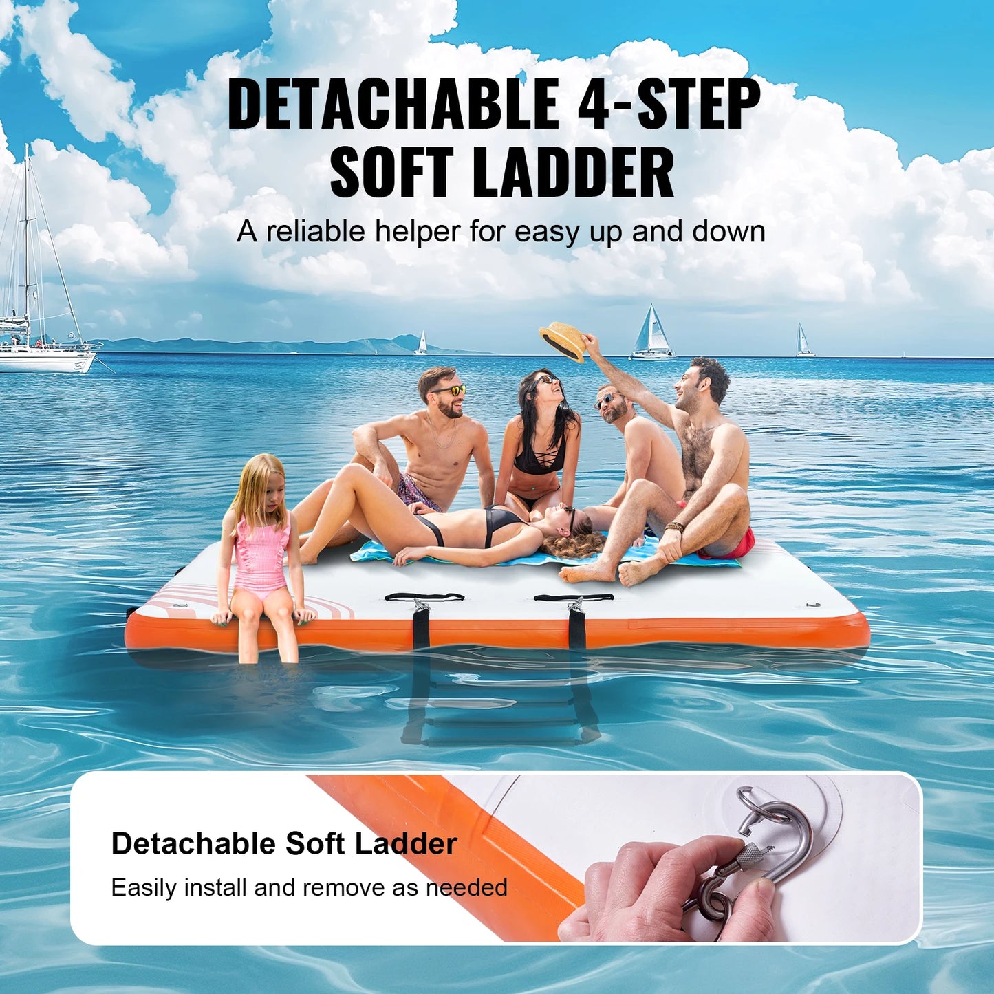 VEVOR Inflatable Floating Dock with Detachable Ladder for Pool