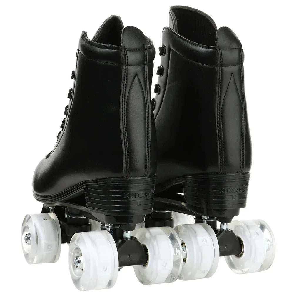 YYW Flashing Roller Skates PU Leather Inline Quad Sneakers
