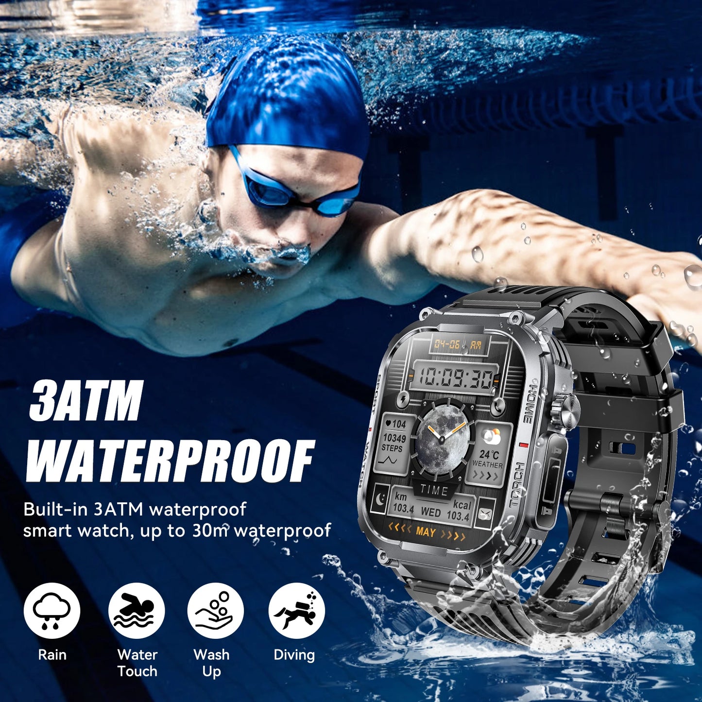 EIGIIS Smart Watch Waterproof Heart Rate Fitness Tracker