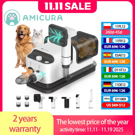 Amicura P1 Pet Grooming Vacuum Cleaner Hair Dryer Kit