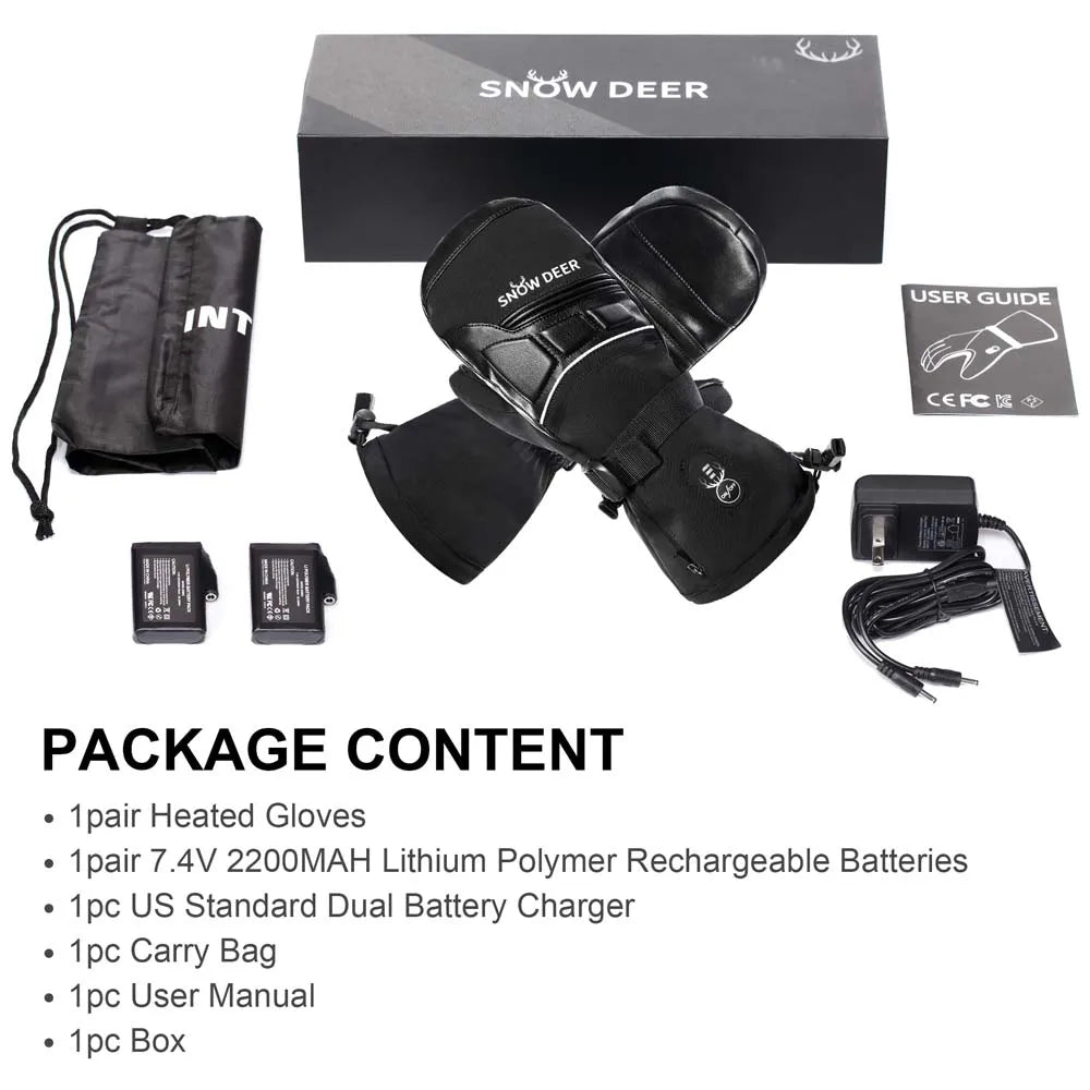 Savior Heat Heated Leather Snowboard Gloves With Battery