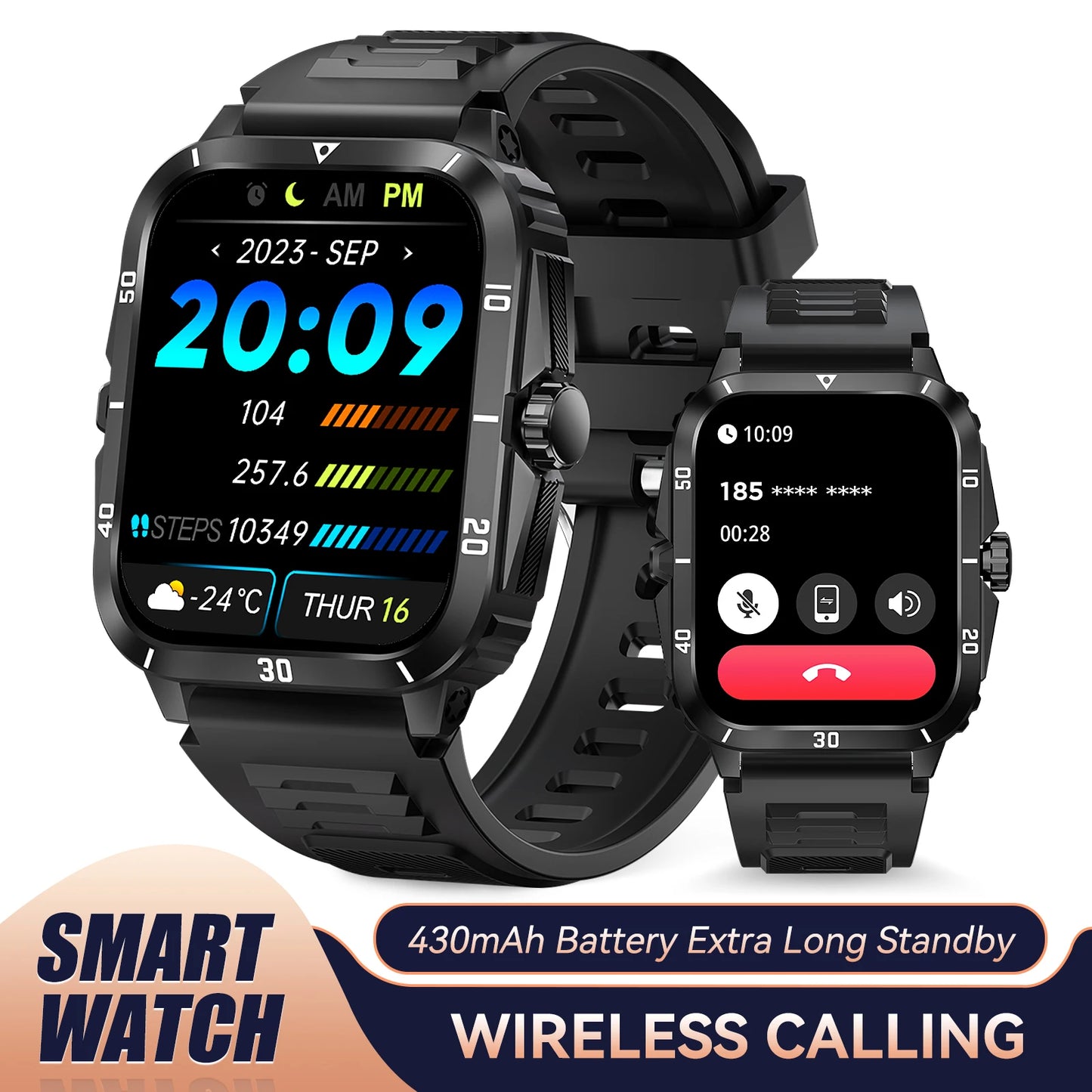 EIGIIS Smartwatch KT71 3ATM Waterproof IPS Screen Bluetooth