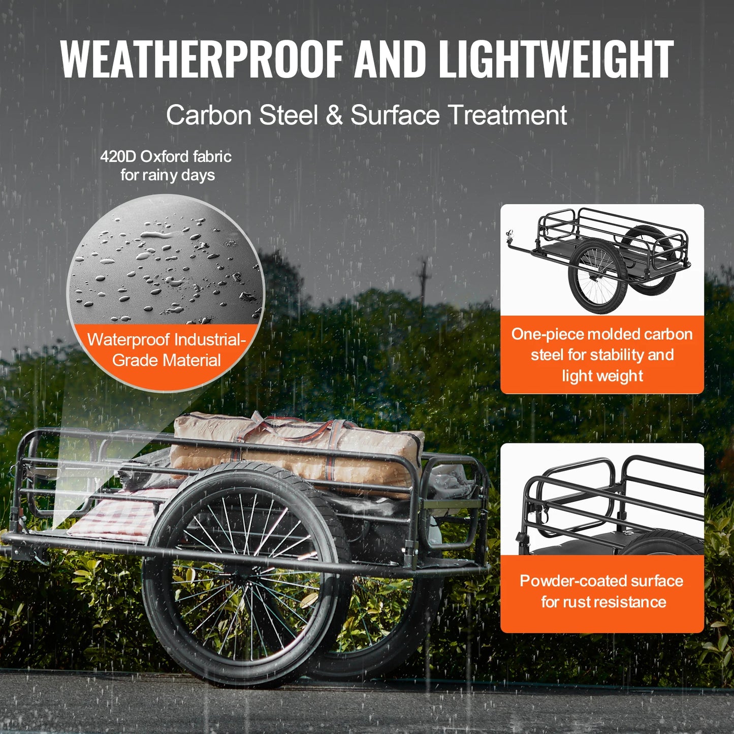 275 Lbs Bike Cargo Trailer With Universal Hitch Foldable Cart For Most Bikes 20 Inch Wheels