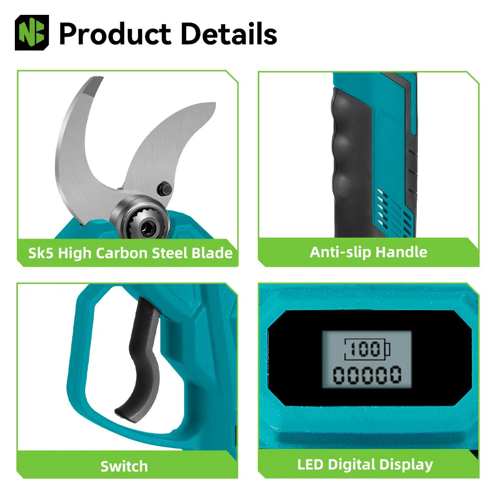 NewBeny Brushless Electric Pruning Shears 45MM For 21V Battery