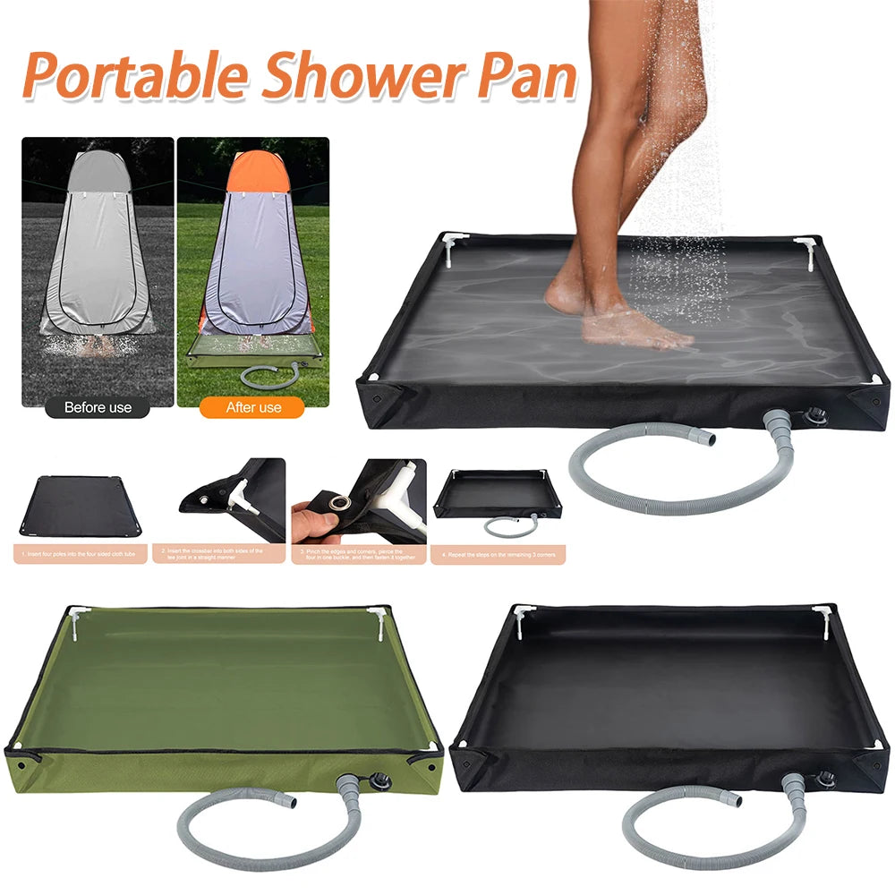 Shunmaii Portable Shower Pan with Drain Hose for Outdoor Camping