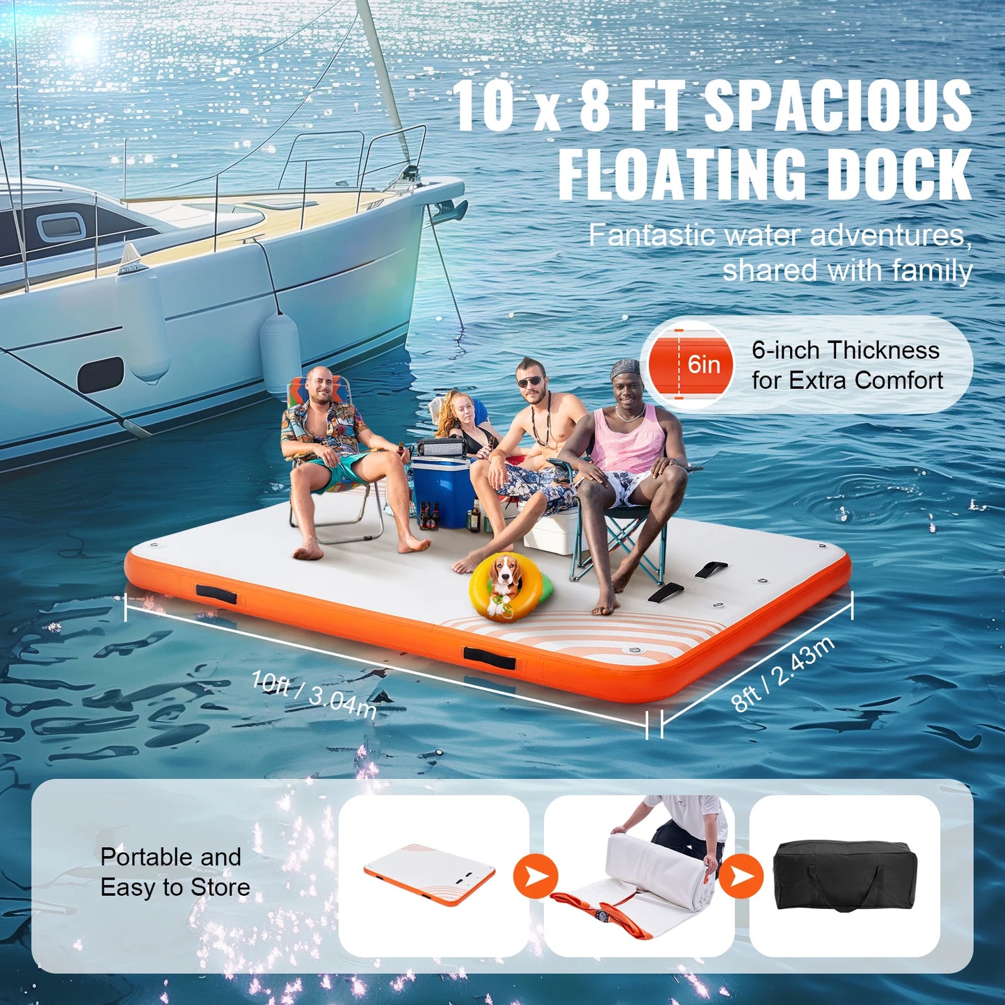 VEVOR Inflatable Floating Dock with Detachable Ladder for Pool