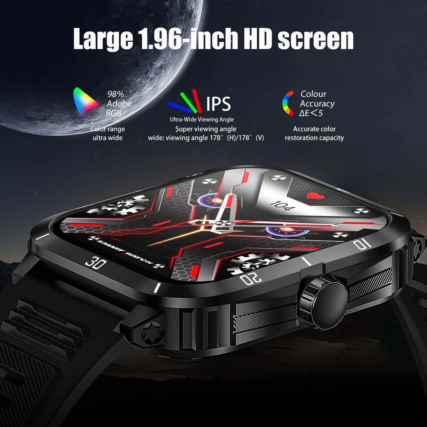 EIGIIS Smartwatch KT71 3ATM Waterproof IPS Screen Bluetooth