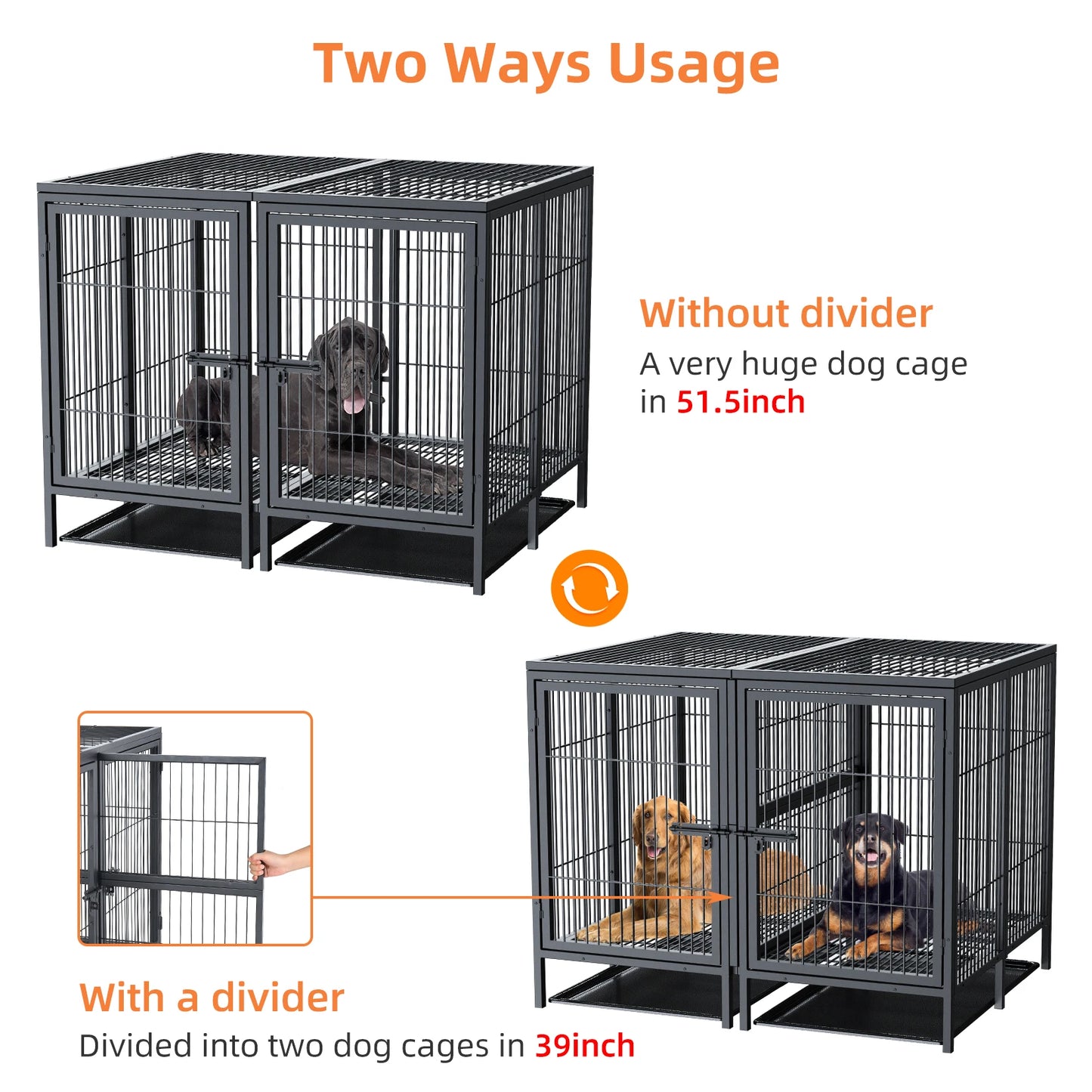 BINGOPAW Dog Cage Metal Crate Playpen With Double Door