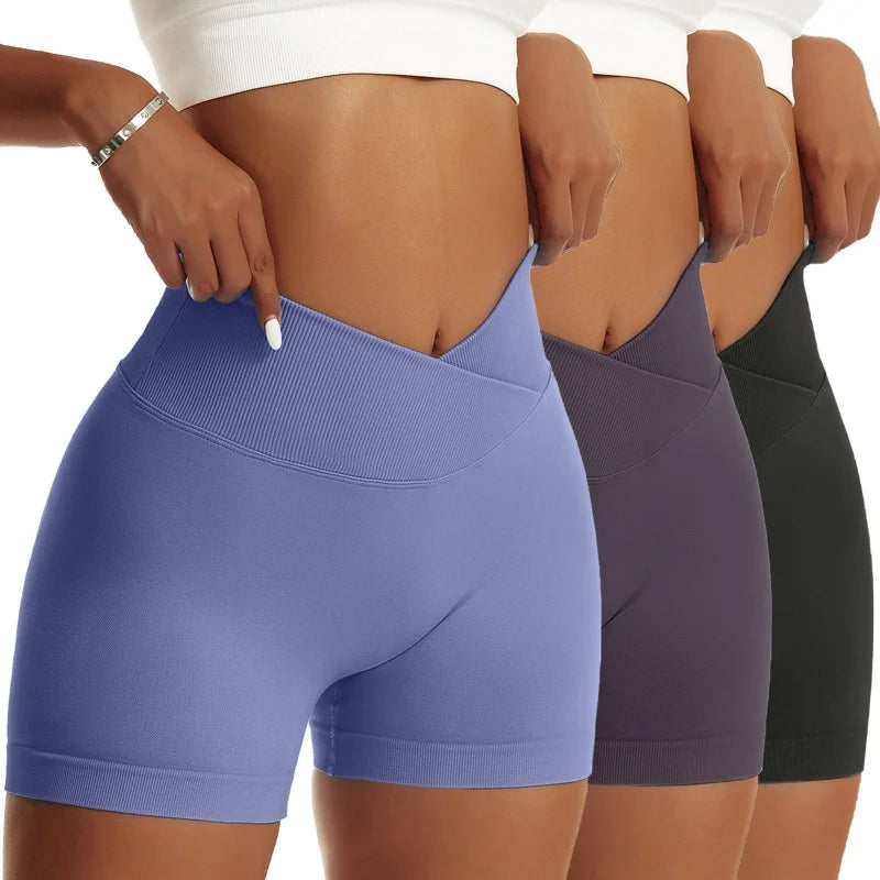 OVESPORTCN Women High Waist Yoga Shorts Breathable Fabric