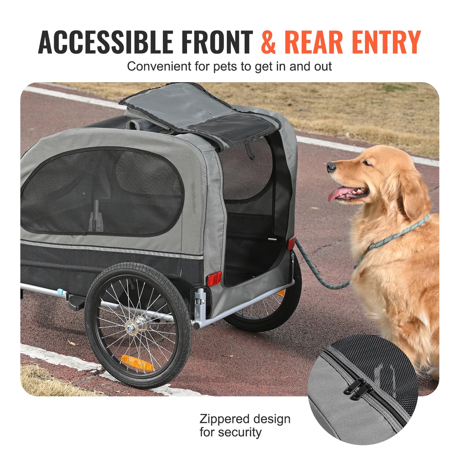 SucceBuy 88 Lb Dog Bike Trailer Pet Cart Bicycle Carrier With Wheels Reflectors for Dogs