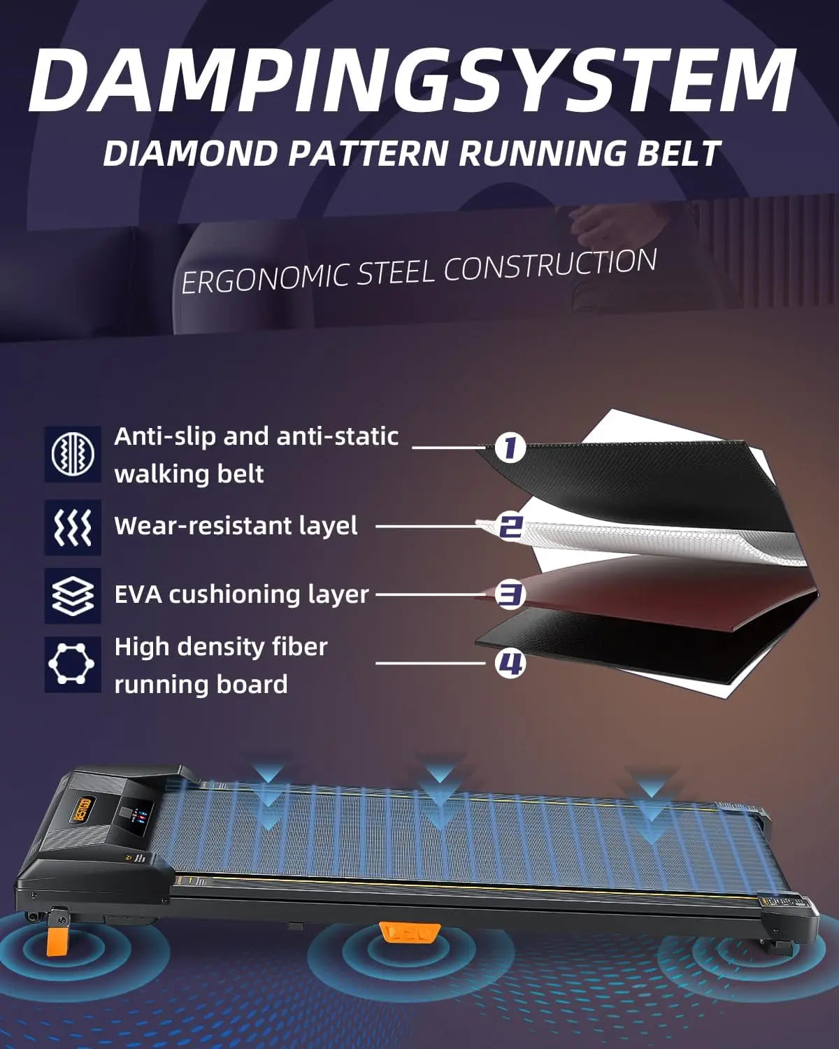 Driving Under Desk Treadmill Incline Walking Pad For Home