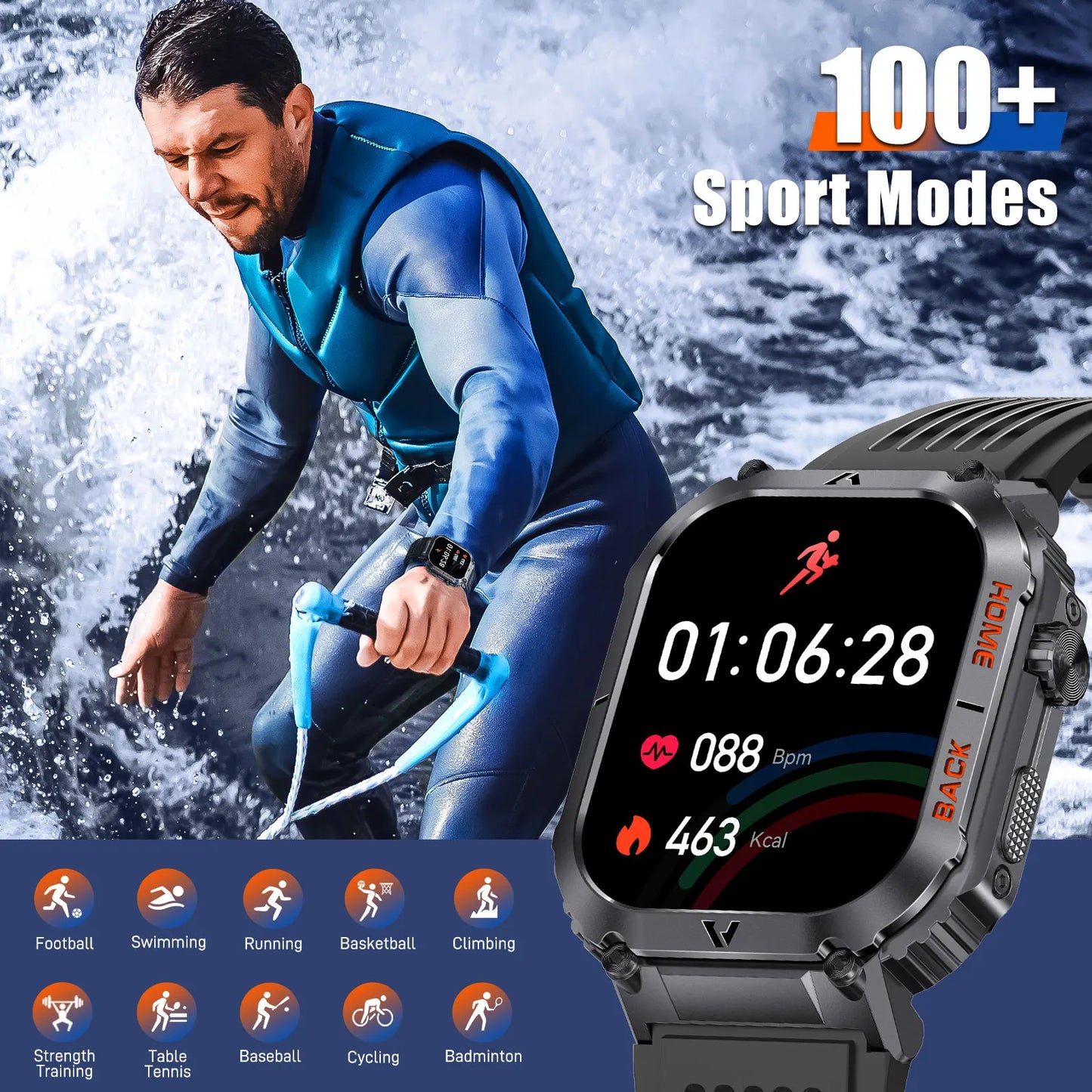 EIGIIS Military 5ATM Heart Rate Blood Oxygen Compass