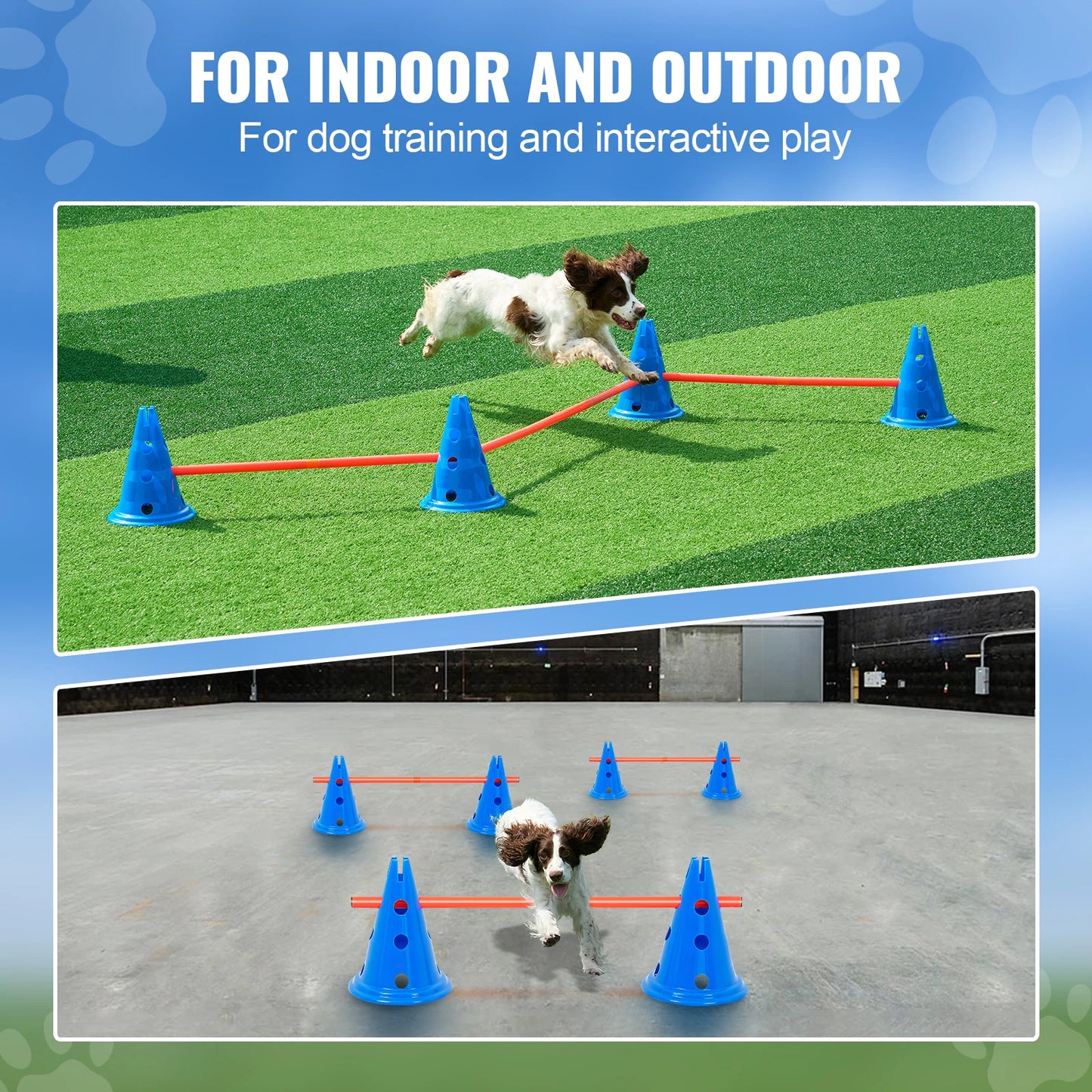 SucceBuy Dog Agility Hurdle Cone Set Height Adjustable Crossbar
