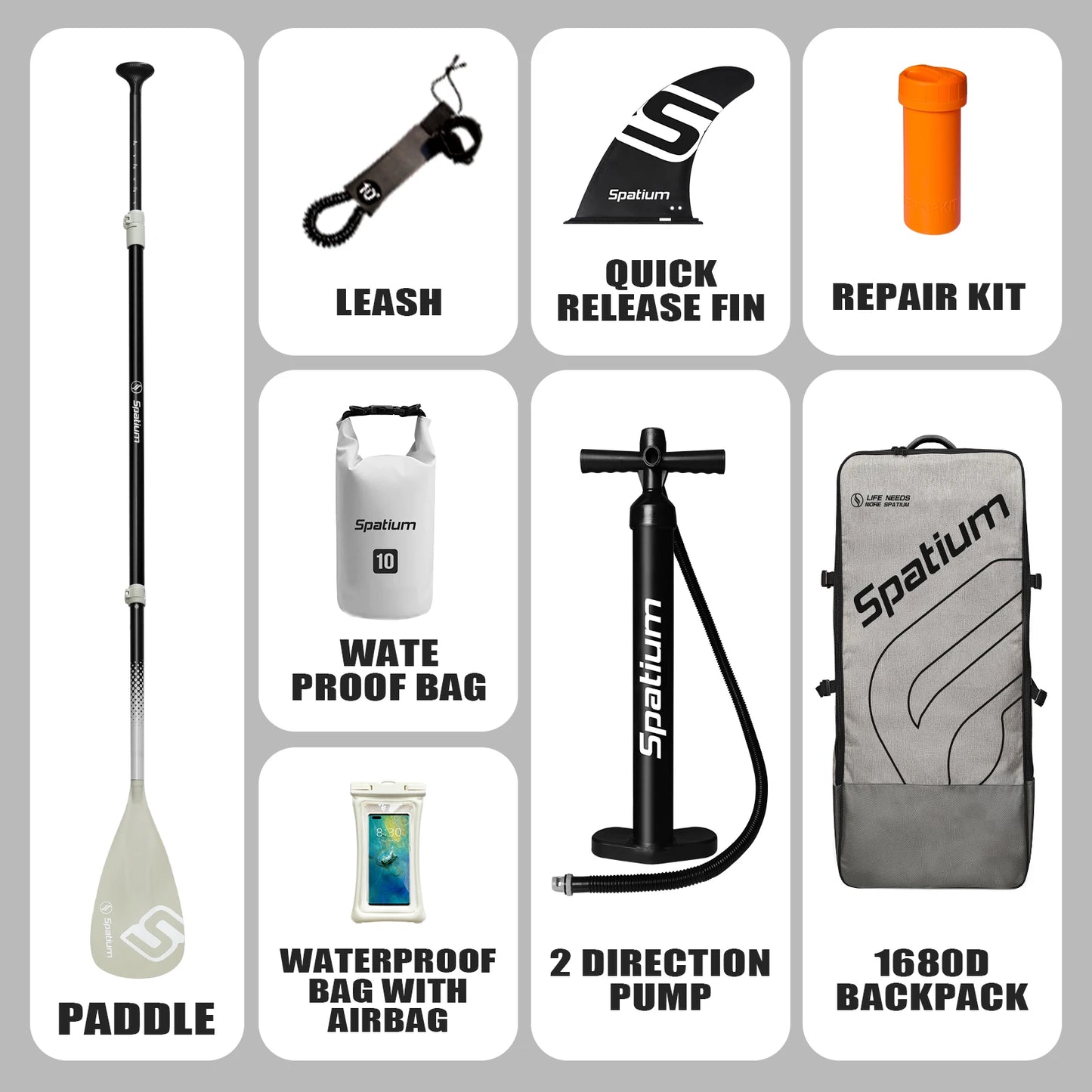 Spatium Touring Inflatable Stand Up Paddle Board Set With Pump