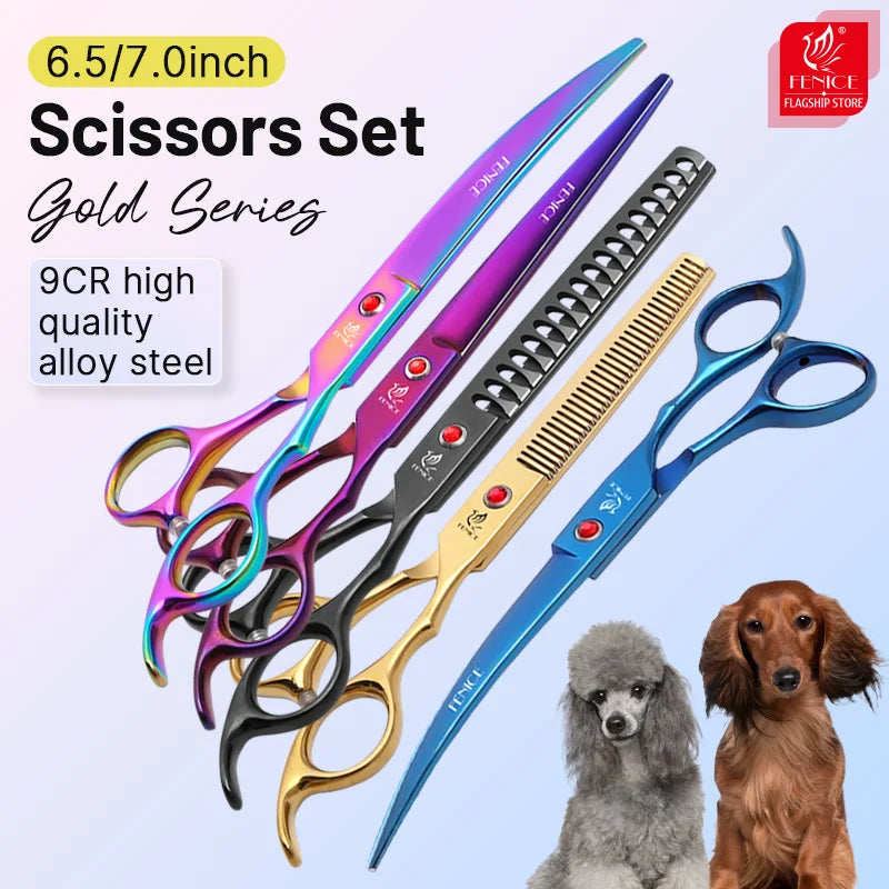 Fenice PremiumQuality ProfessionalGrade GroomingScissors For Dogs Home Use 9Cr Steel