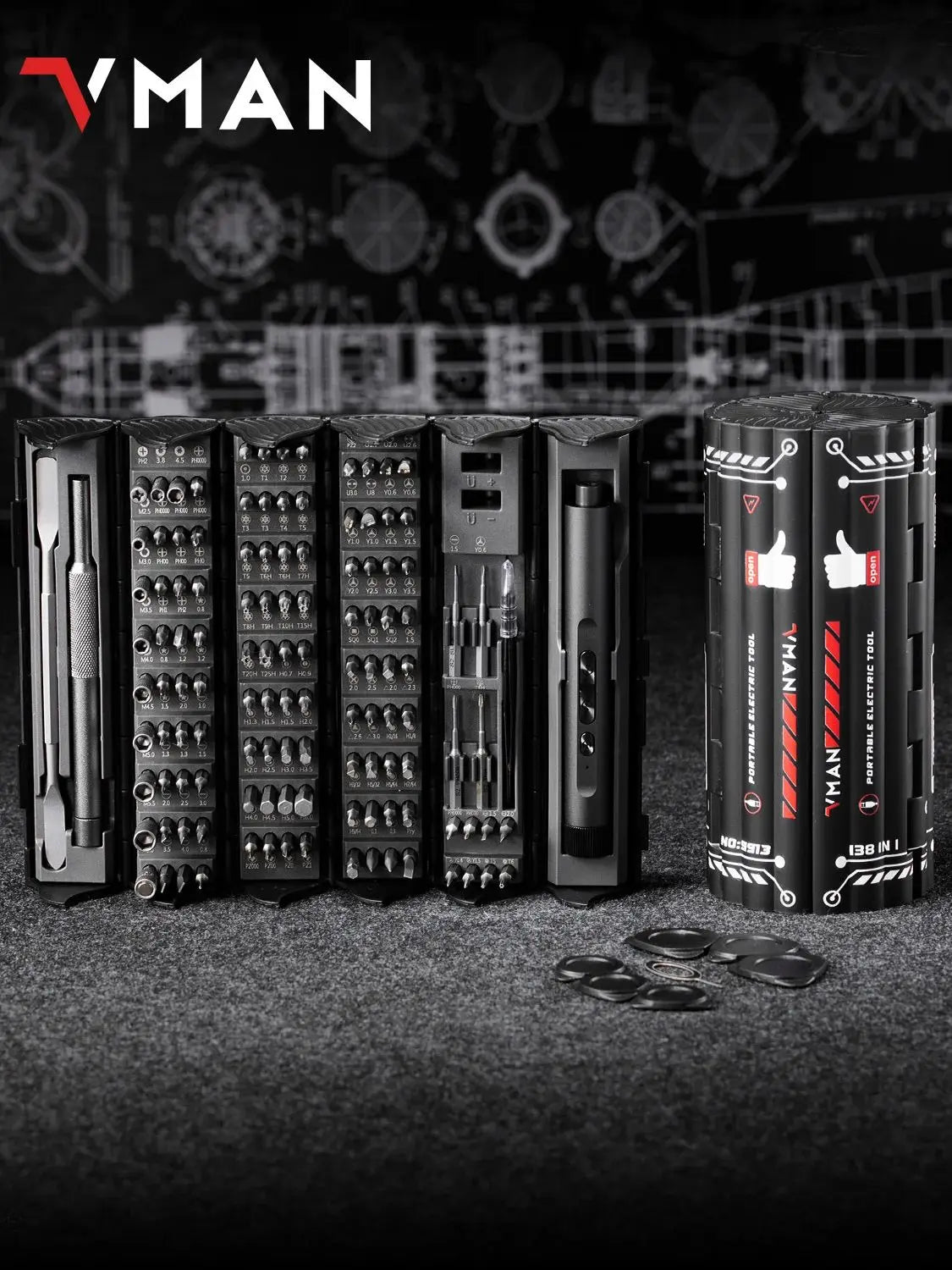 VMAN 138 In 1 Screwdriver Set Cordless Multifunctional Repair Tool