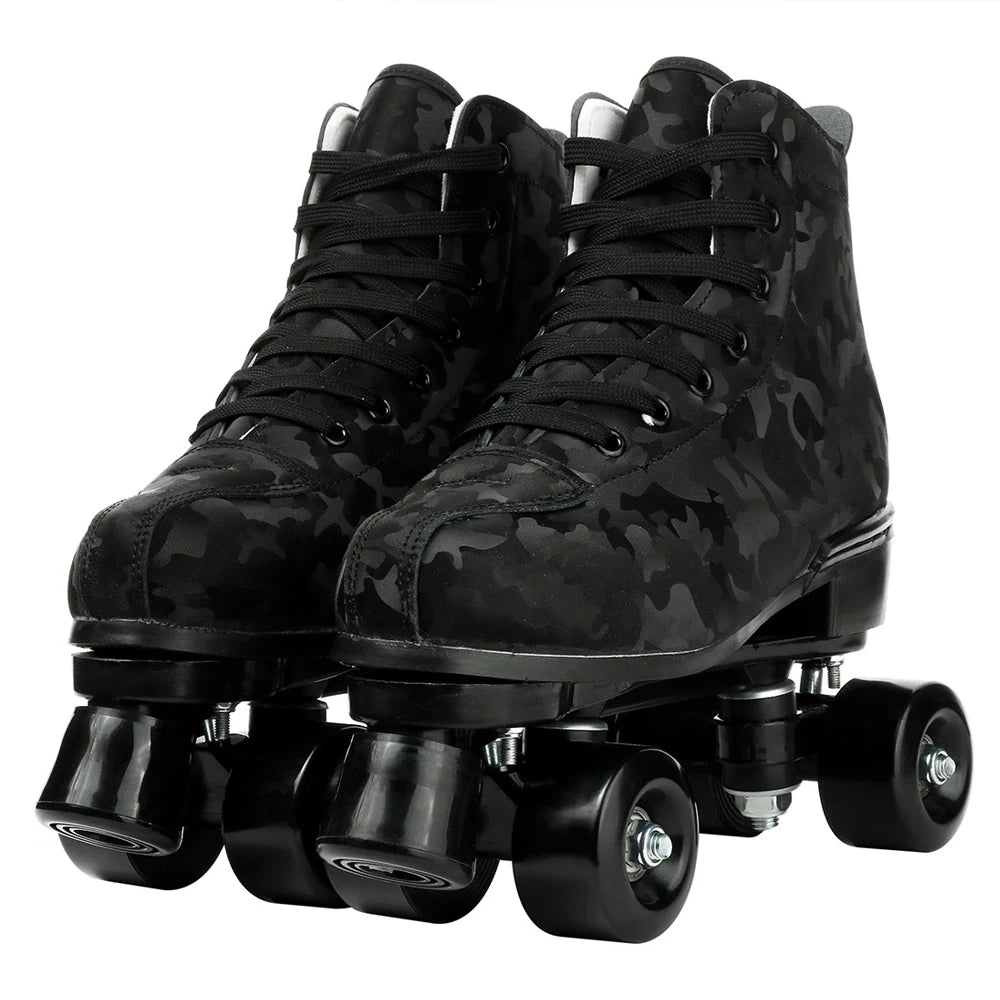 YYW Artificial Leather Roller Skates For Women With Light Up Wheels