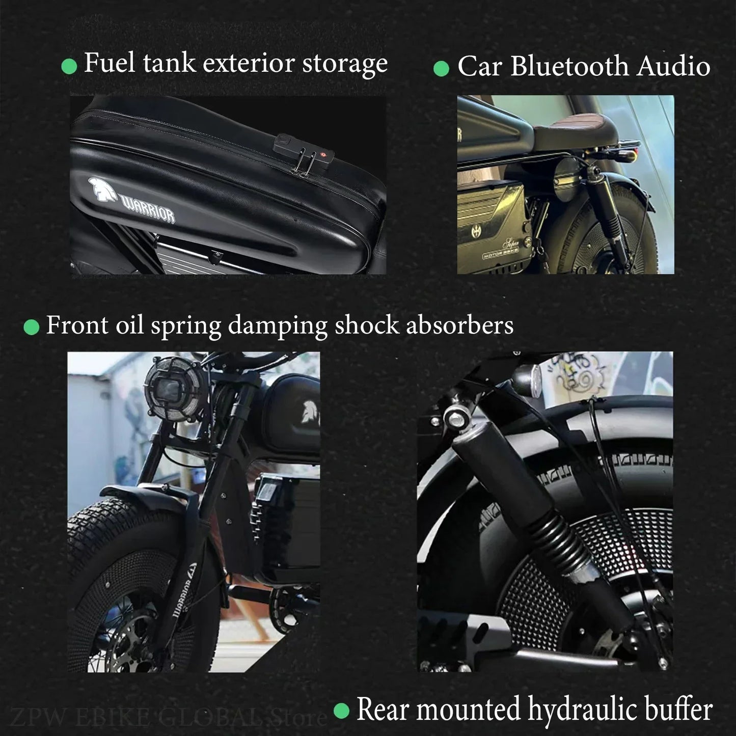 Black Warrior 1500W Electric Bicycle Ebike Offroad Fat Tire