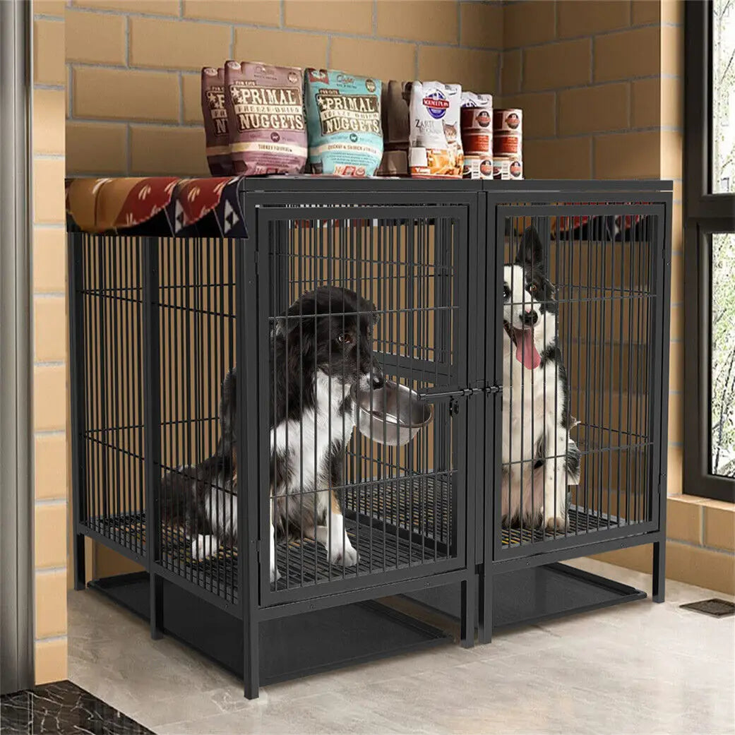 BINGOPAW Dog Cage Metal Crate Playpen With Double Door