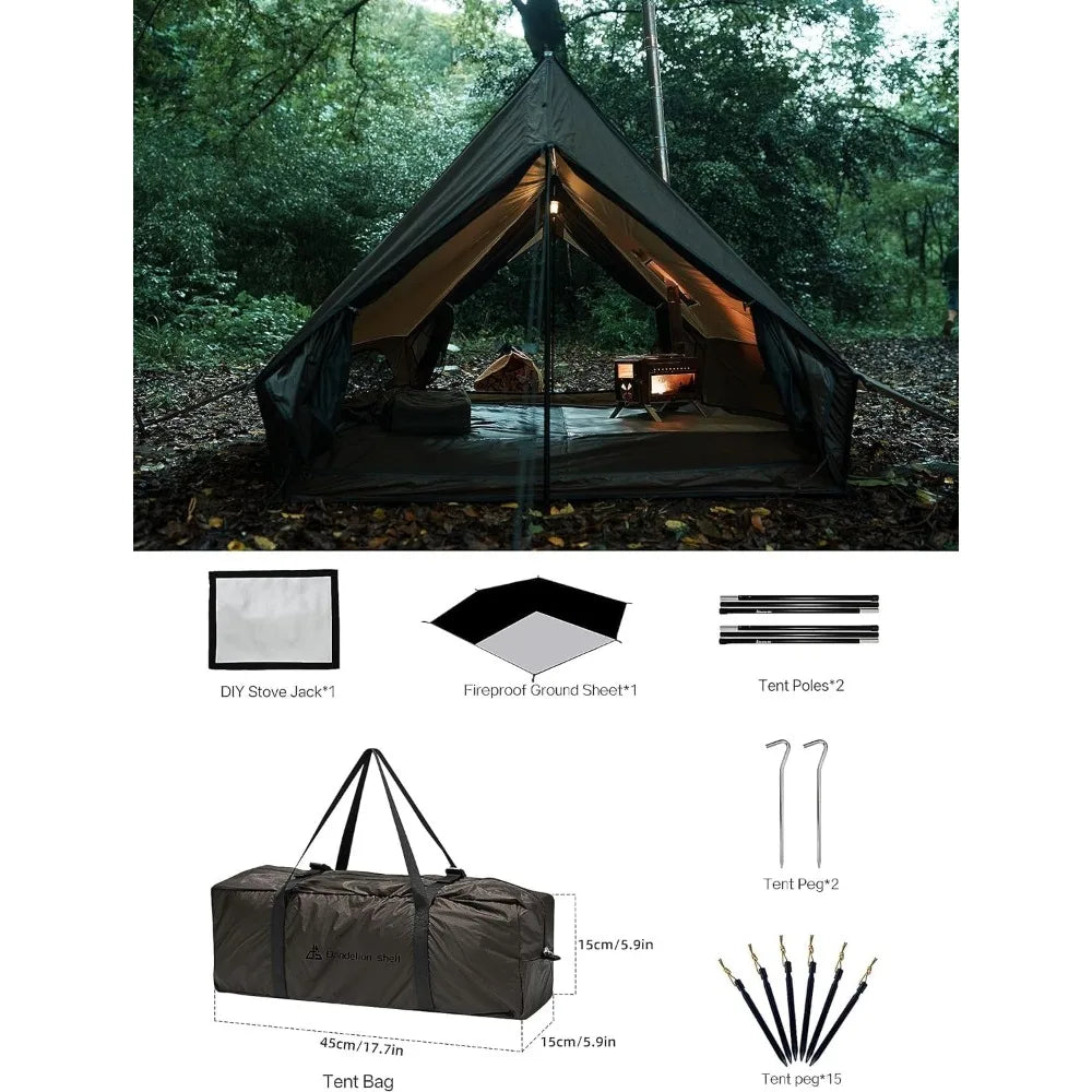 Hot Tent With Stove Jack 4 Season Shelter For 1 To 4