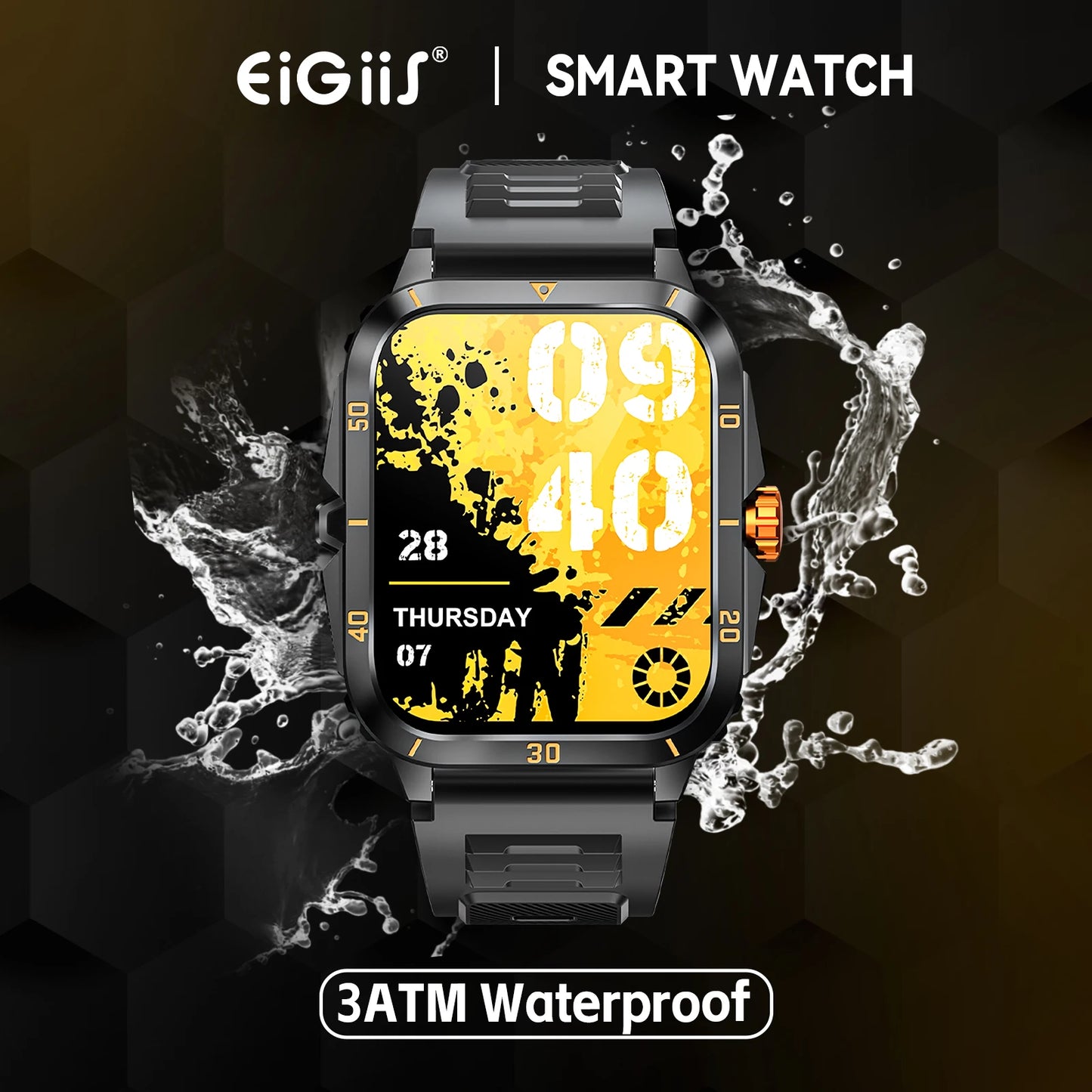 EIGIIS Smartwatch KT71 3ATM Waterproof IPS Screen Bluetooth