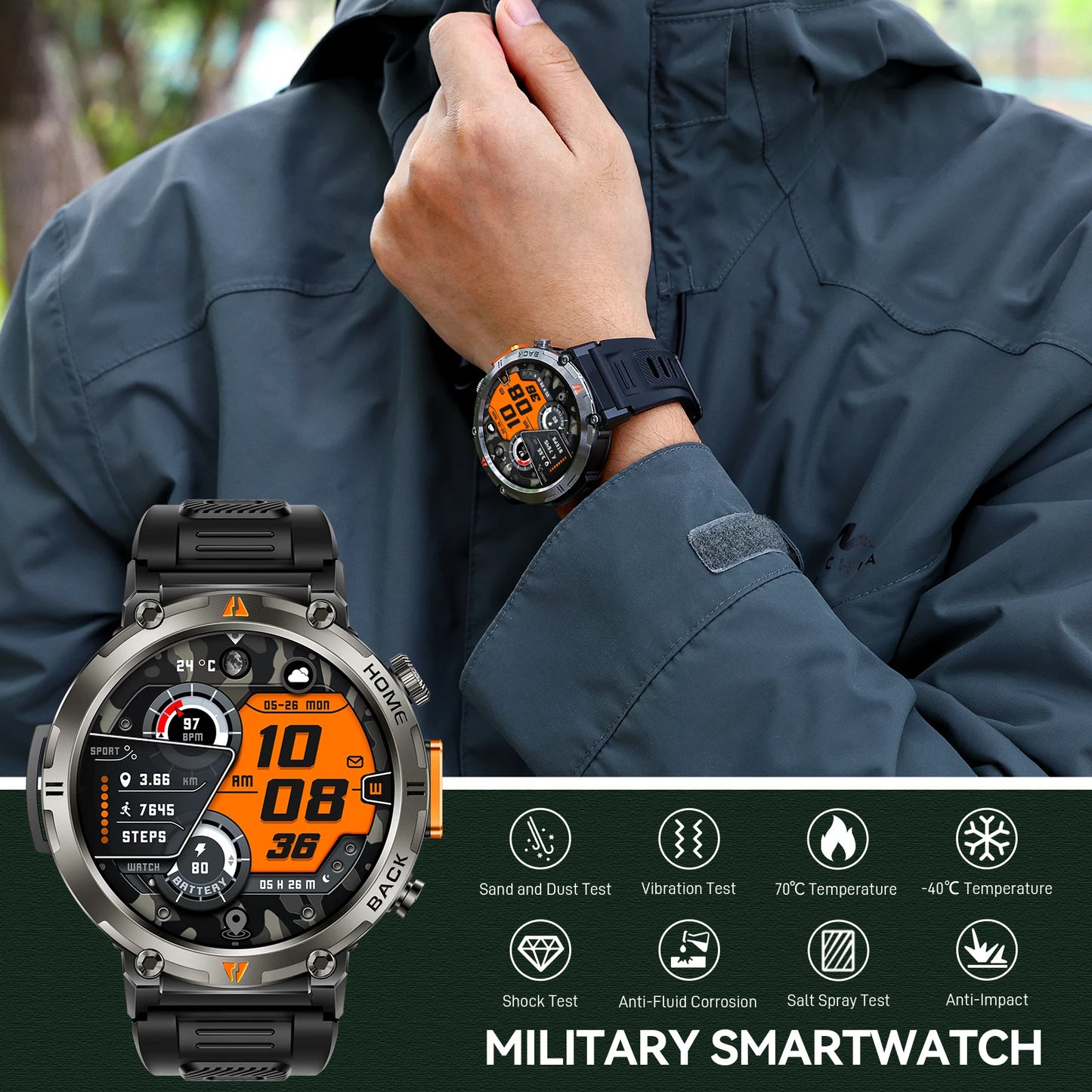 EIGIIS KE3 Bluetooth Smartwatch Men Full Touch Screen