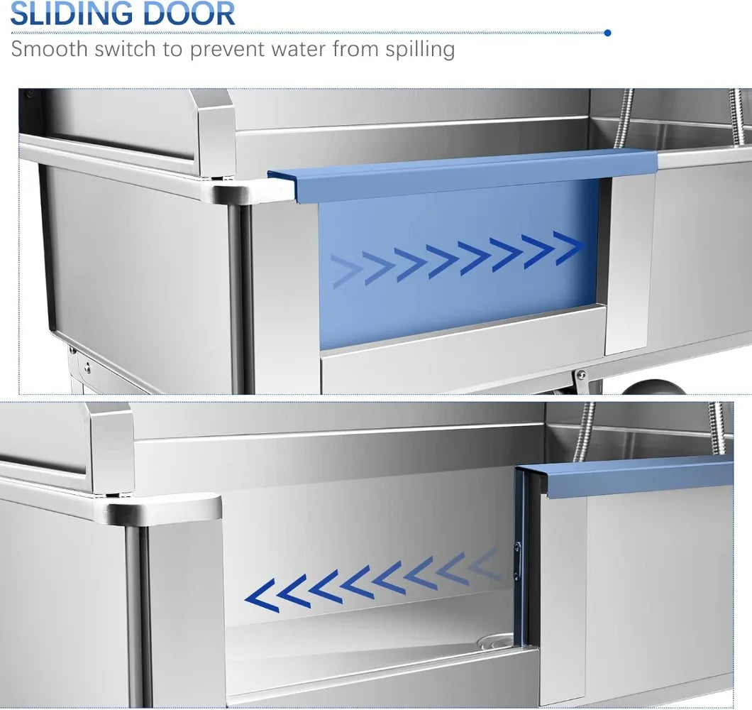 Dog Bathtub For Small Dogs With Sliding Door And Professional Grooming Station For Home Use